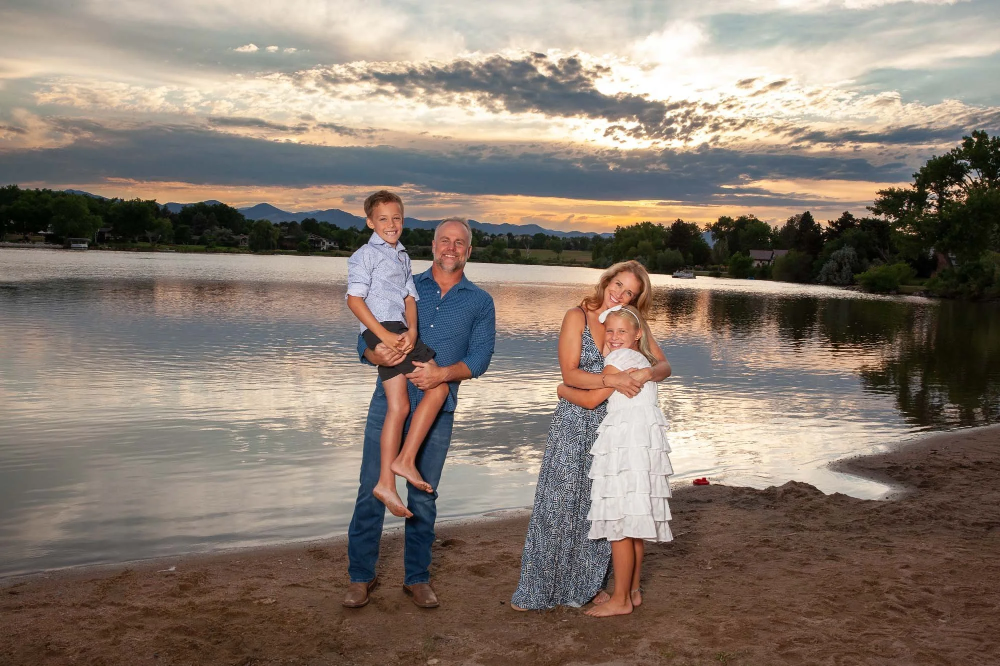 Golden Hour Magic | Family Portraits by the Lake in Littleton