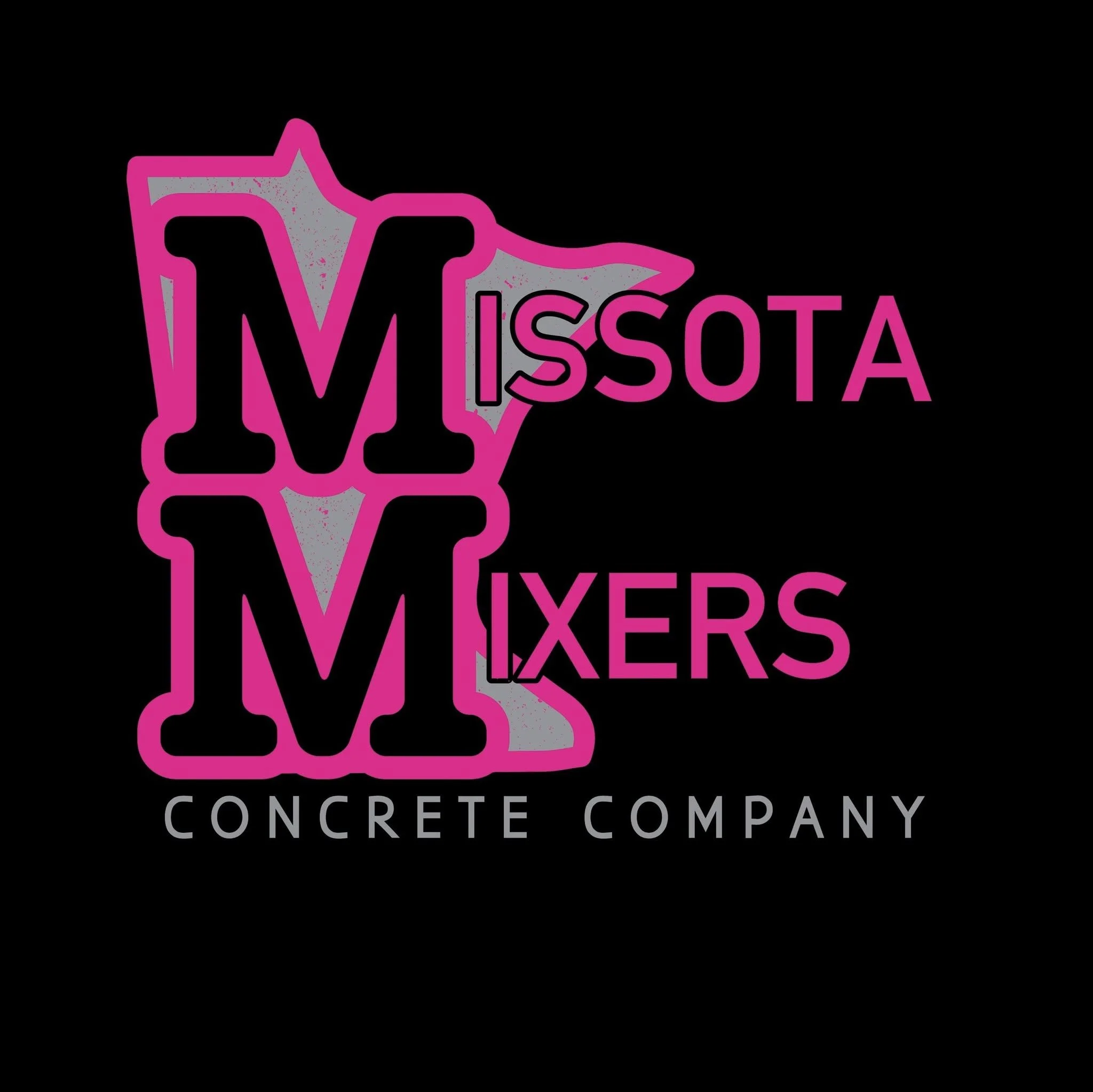 Neon sign with pink outline of Minnesota state and the words "Minnesota Livestock Concrete Company" in pink and white letters.