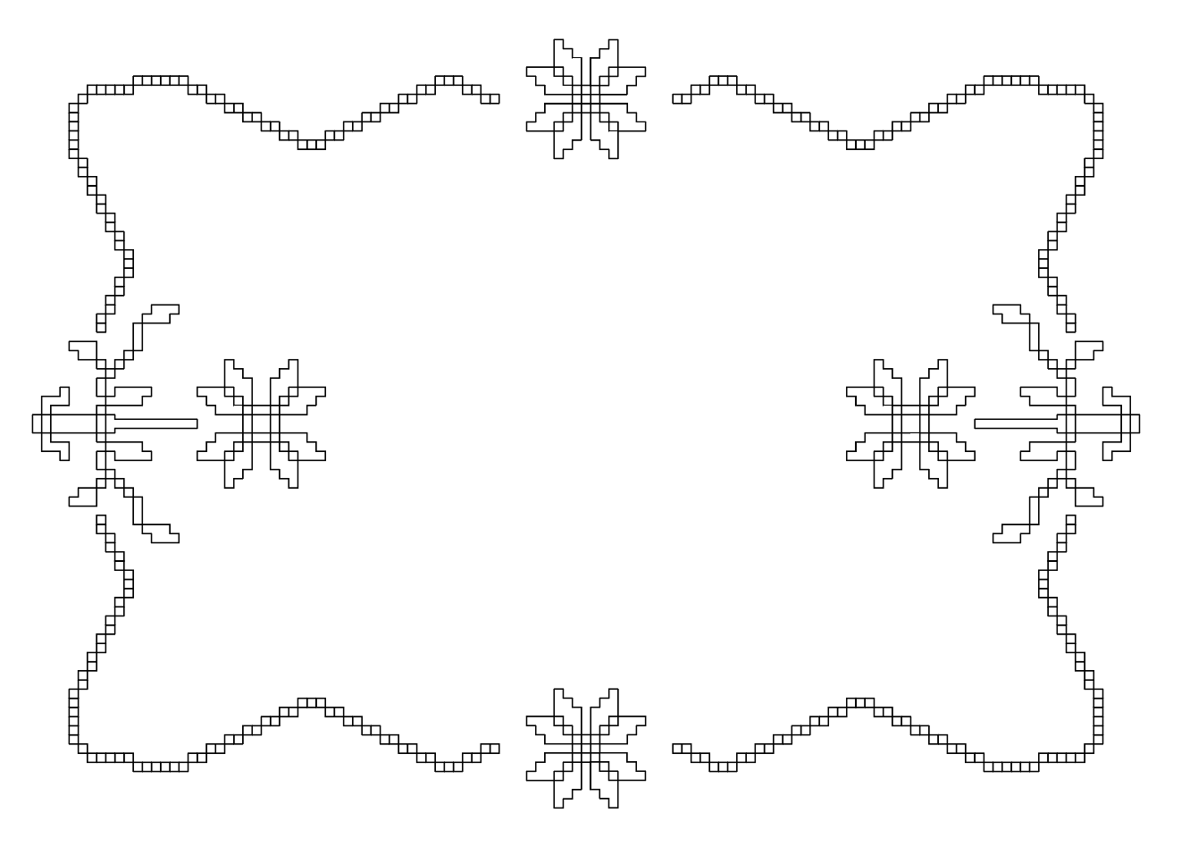 A pixel art Christmas-themed border with snowflakes and wavy lines.