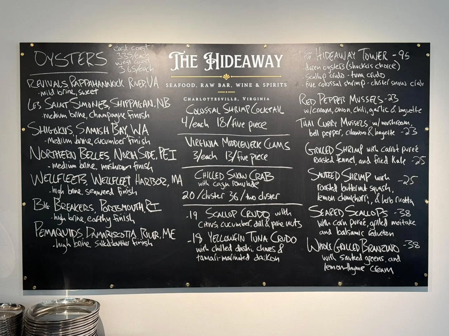 Tonight&rsquo;s black board items featuring raw bar items and our daily specials.  Full dinner menu is also available. 

Dining room, heater and covered patio and bar counter seating available.  Book online at OpenTable. 

Come join us tonight for th