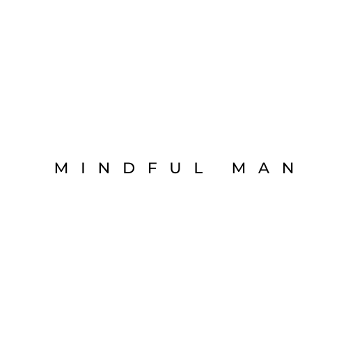 Logo for Mindful Man Grooming with stylized text and a black background.