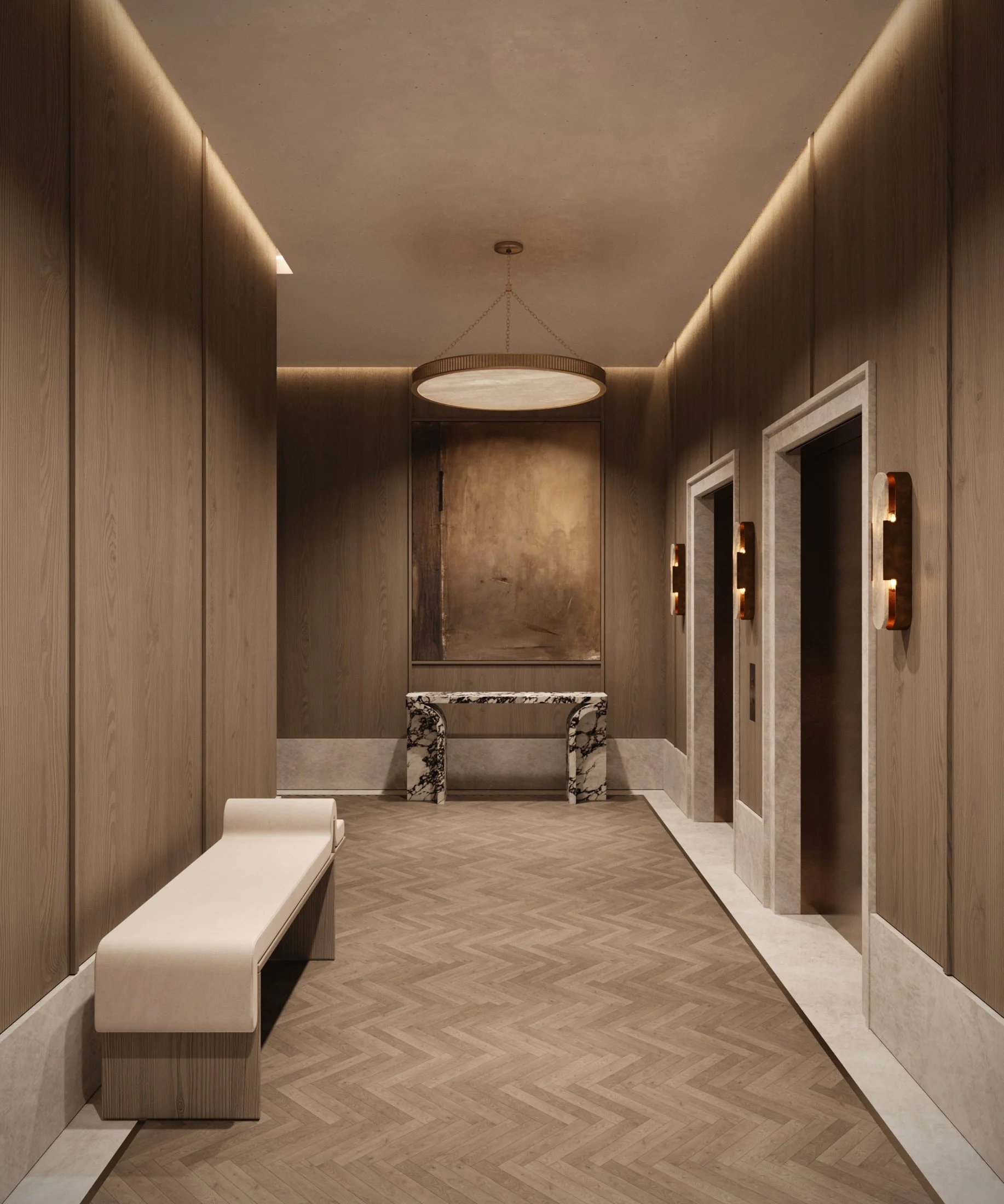 The Avenue Naples FL residential hallway rendering