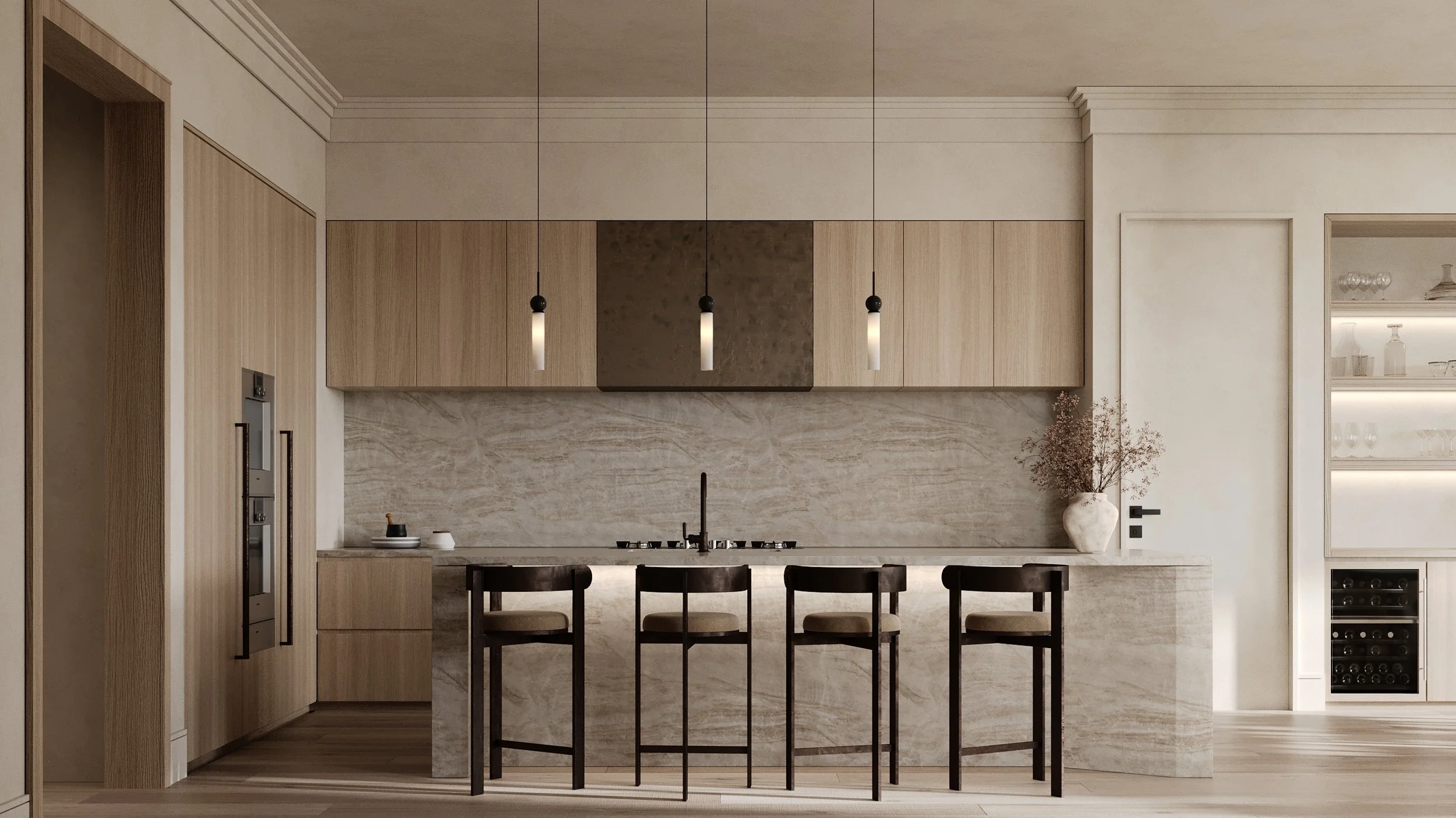 The Avenue Naples FL wide angle kitchen rendering