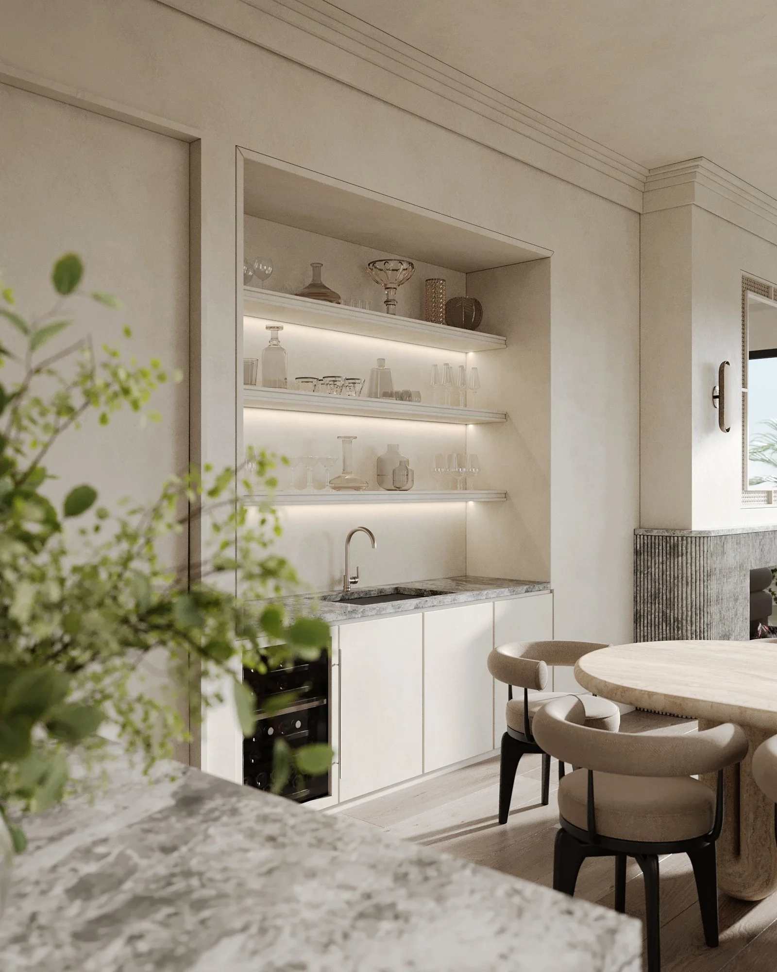 The Avenue Naples FL condominium wet bar rendering