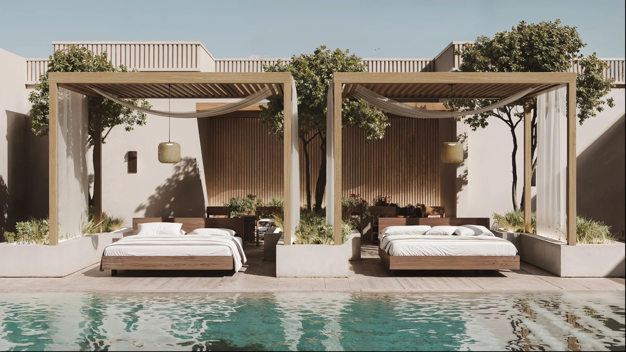 The Avenue Naples FL outdoor poolside bungalow rendering