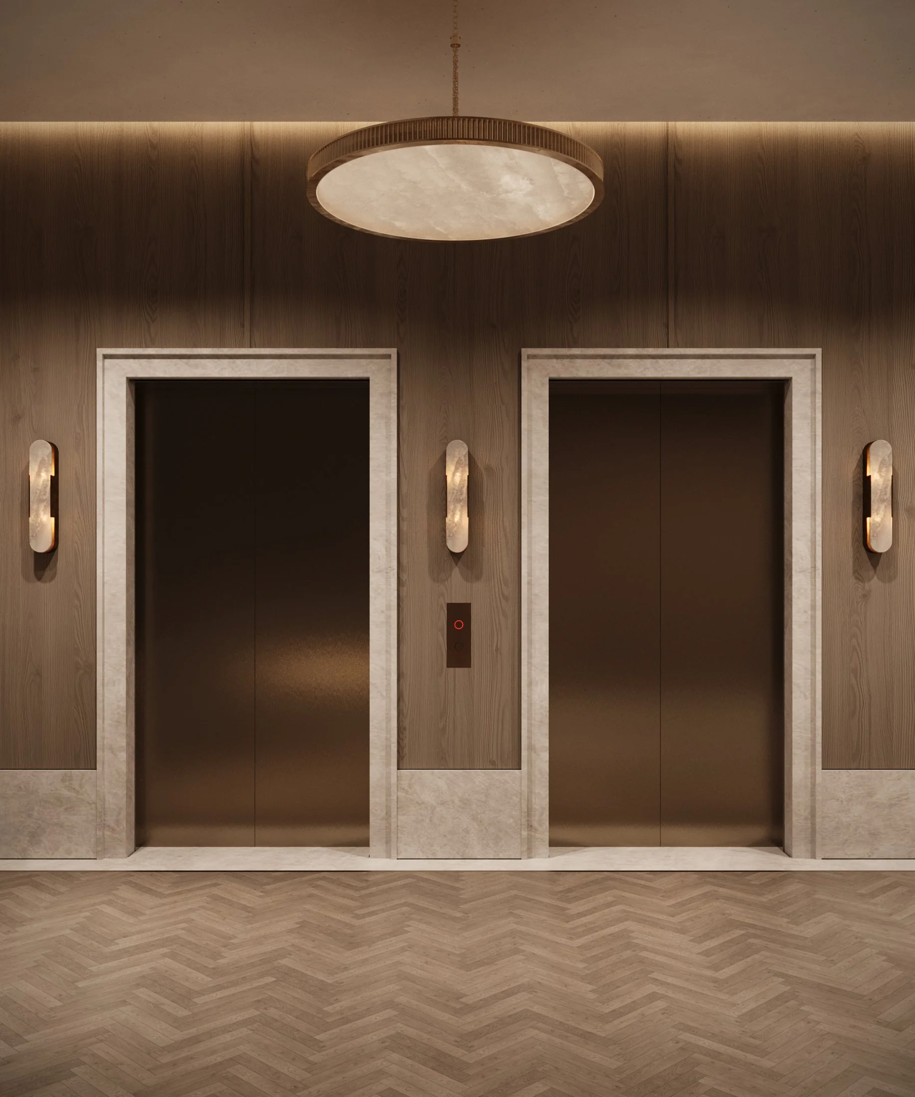 The Avenue Naples FL elevator lobby rendering