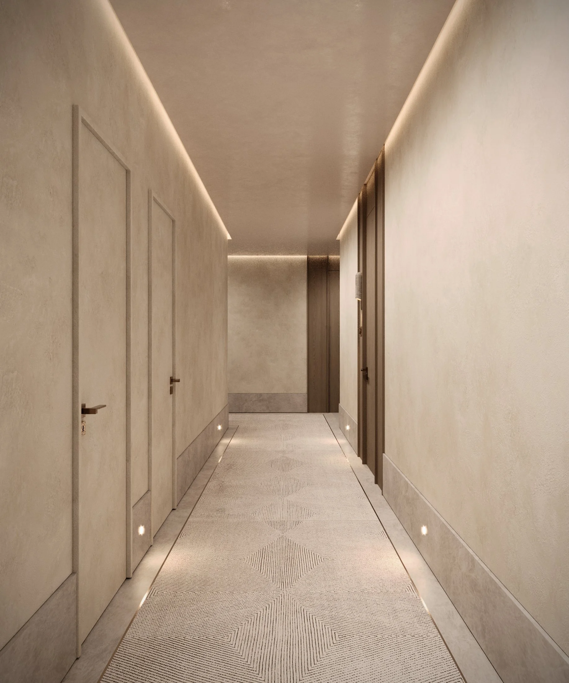 The Avenue Naples FL limewash finish hallway rendering
