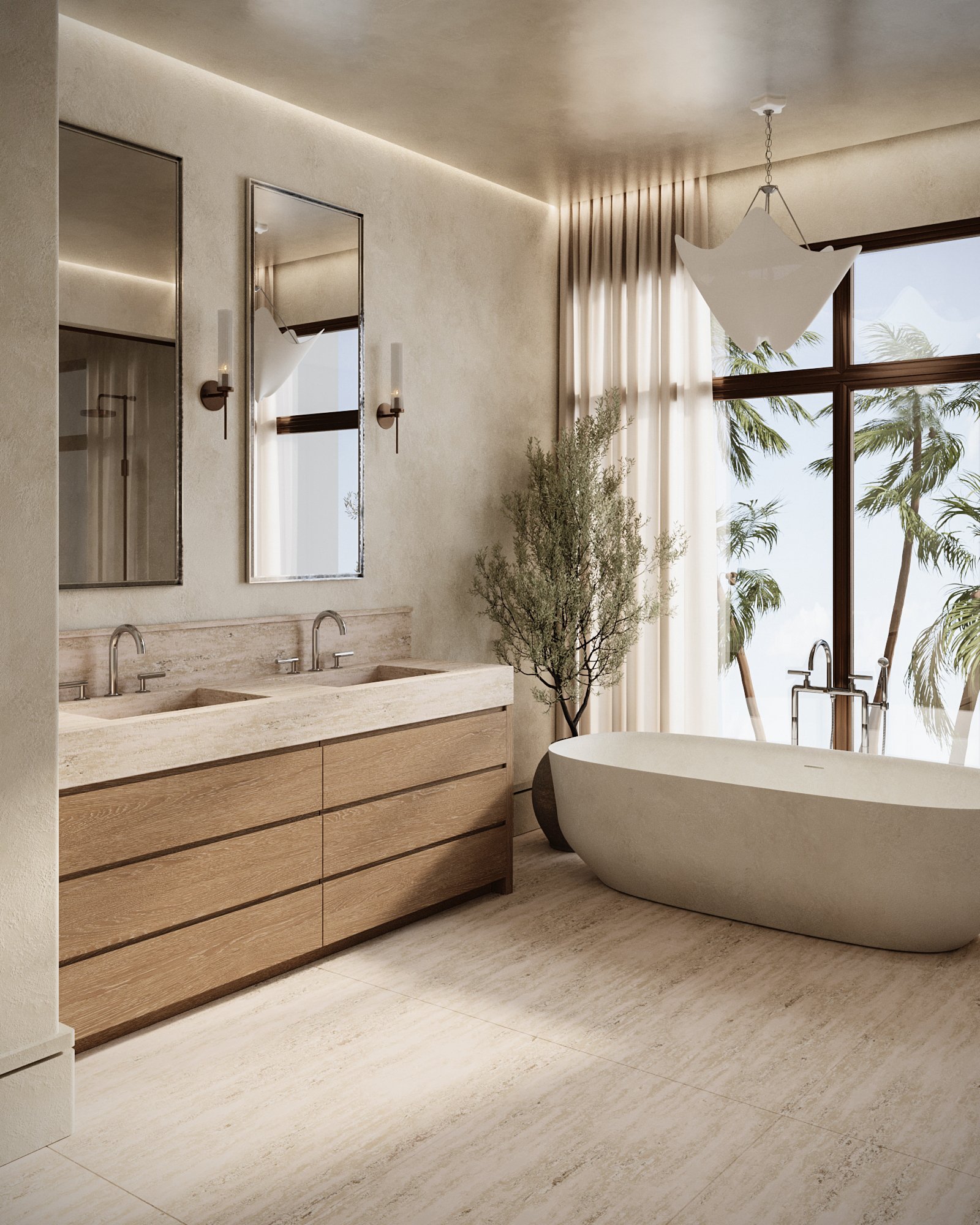 The Avenue Naples FL primary bathroom soaking tub rendering