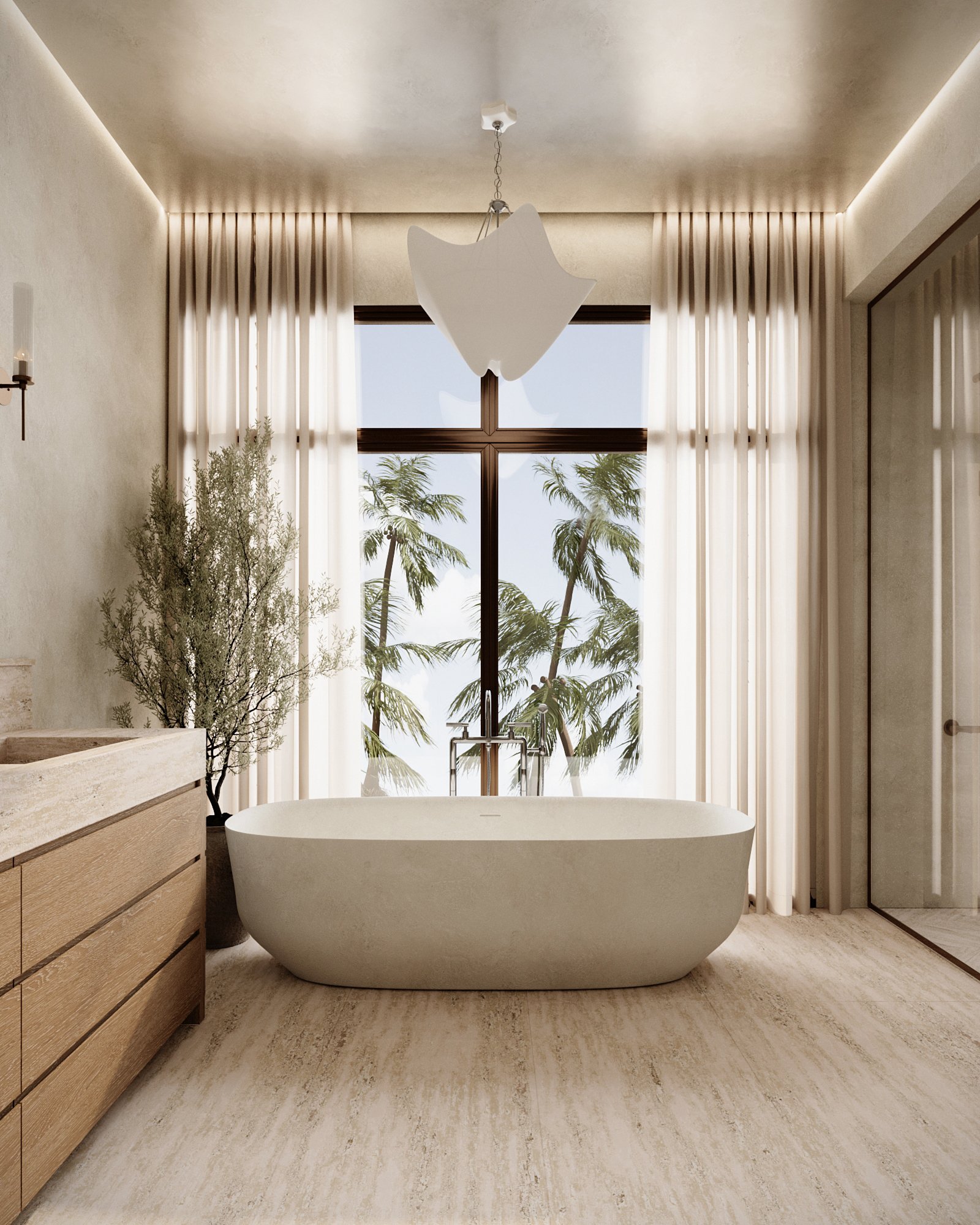 The Avenue Naples FL bathroom tub rendering