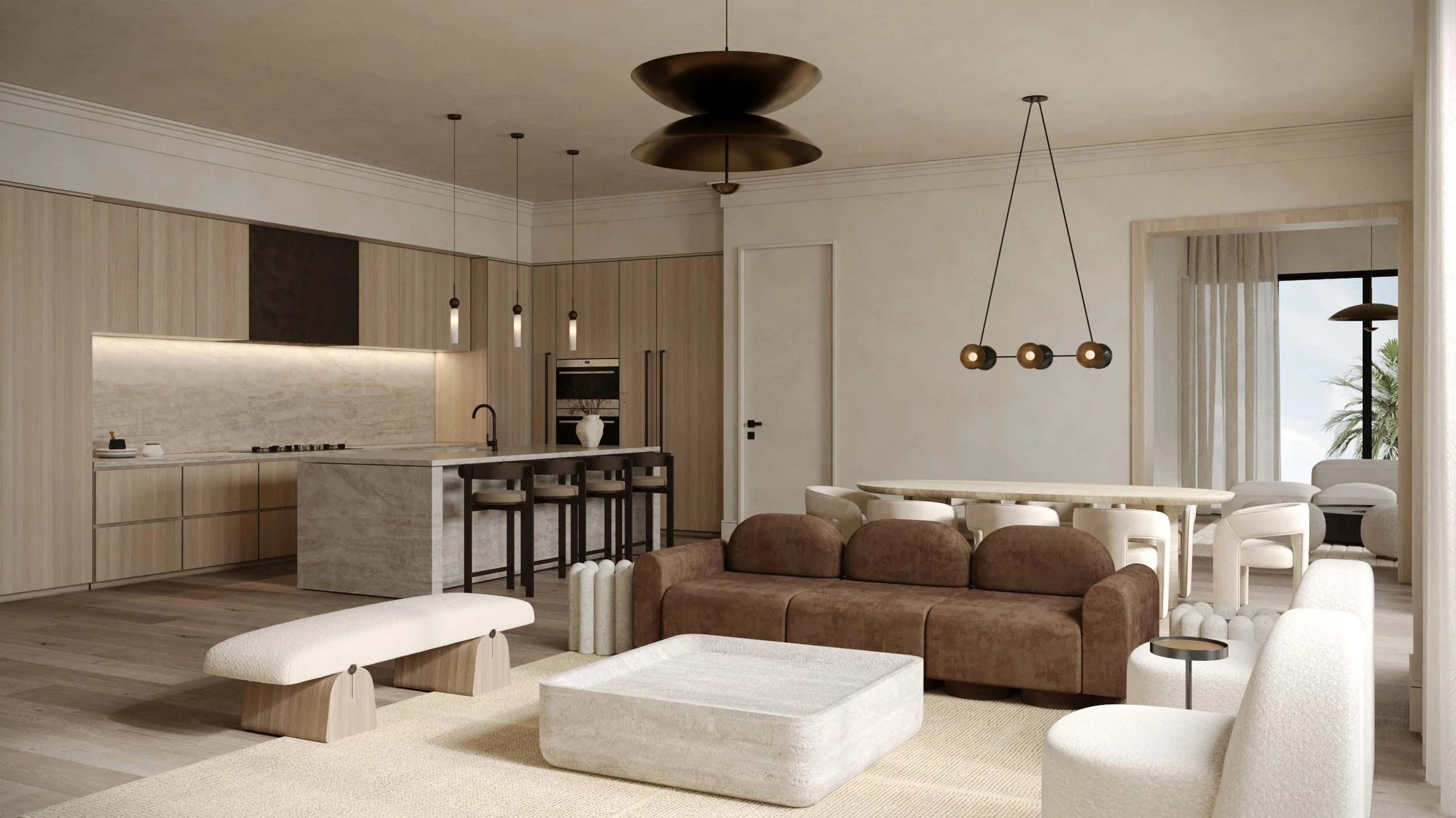 The Avenue Naples FL condominium living area rendering