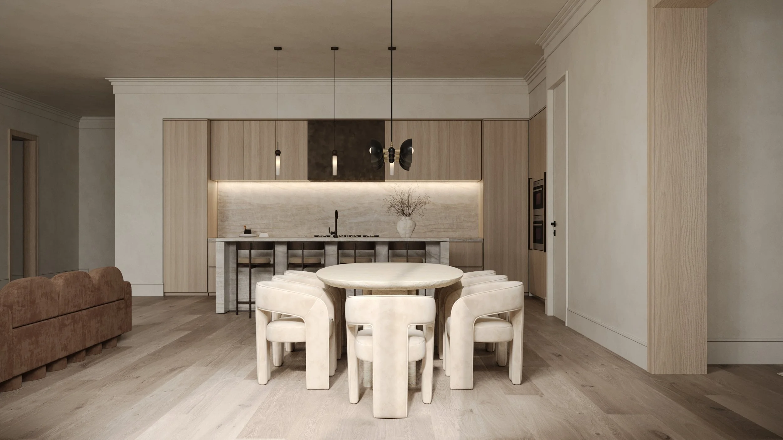 The Avenue Naples FL wide angle kitchen rendering