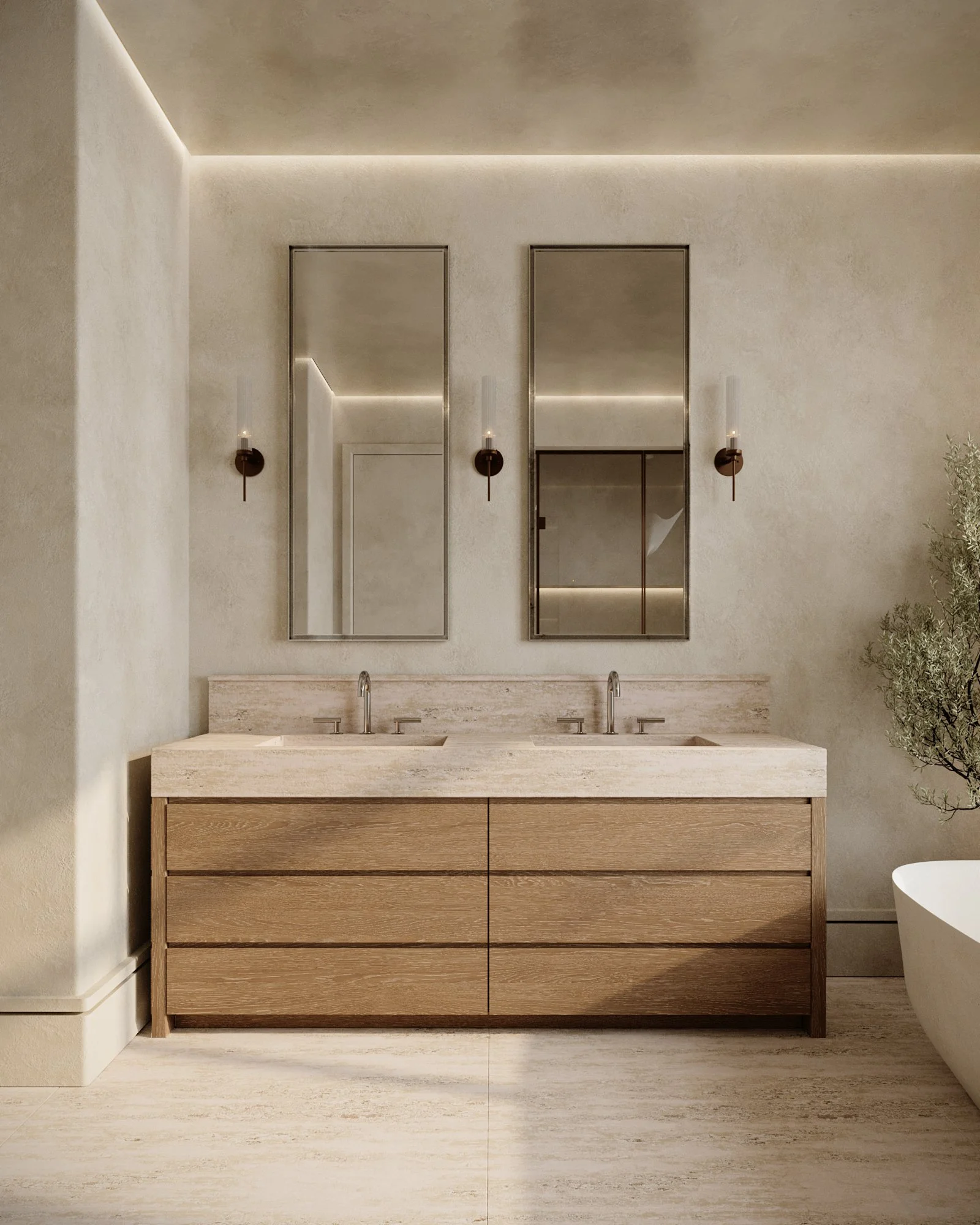 The Avenue Naples FL primary bathroom rendering