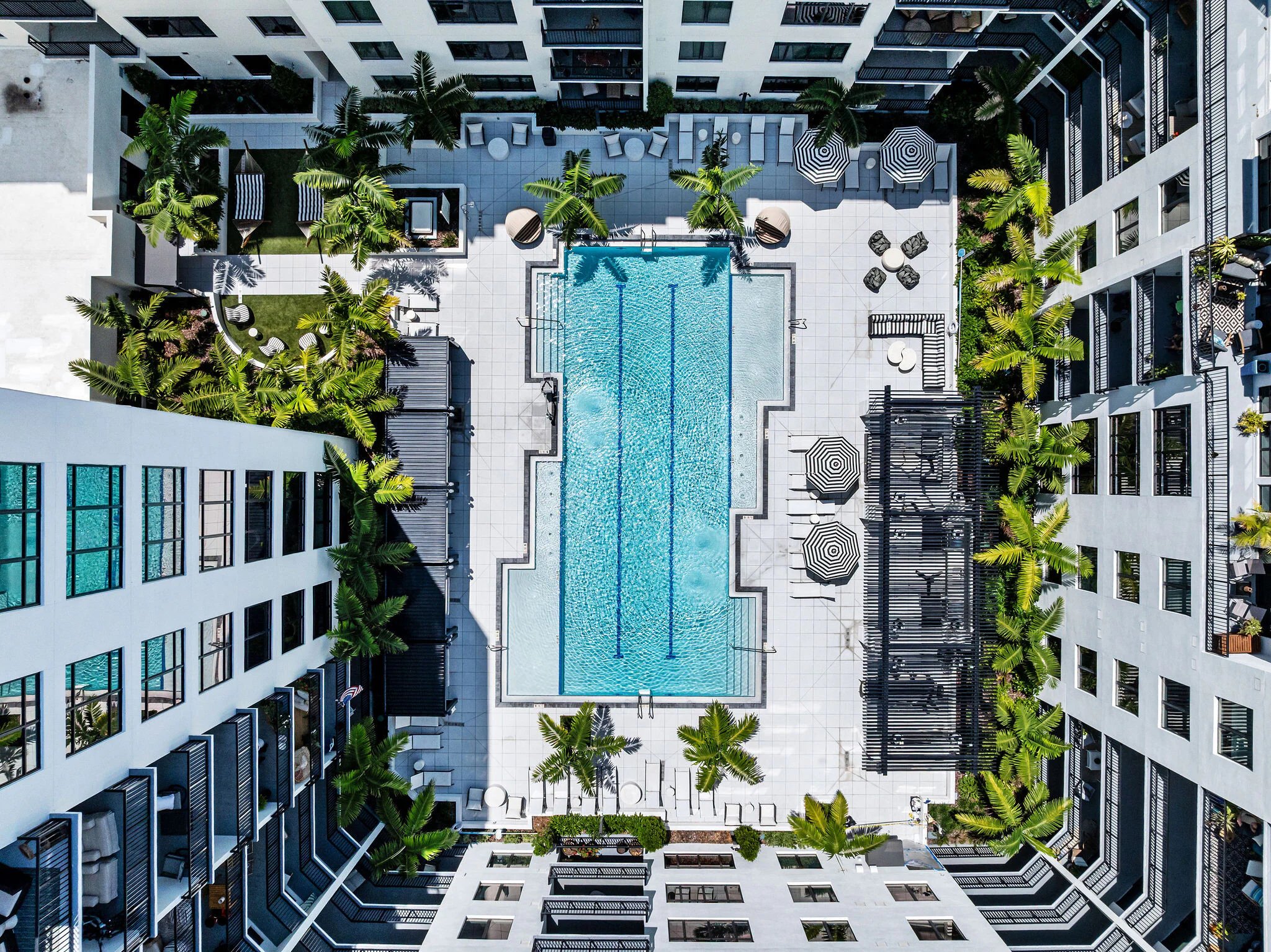Aster and Links Sarasota FL aerial view of pool deck