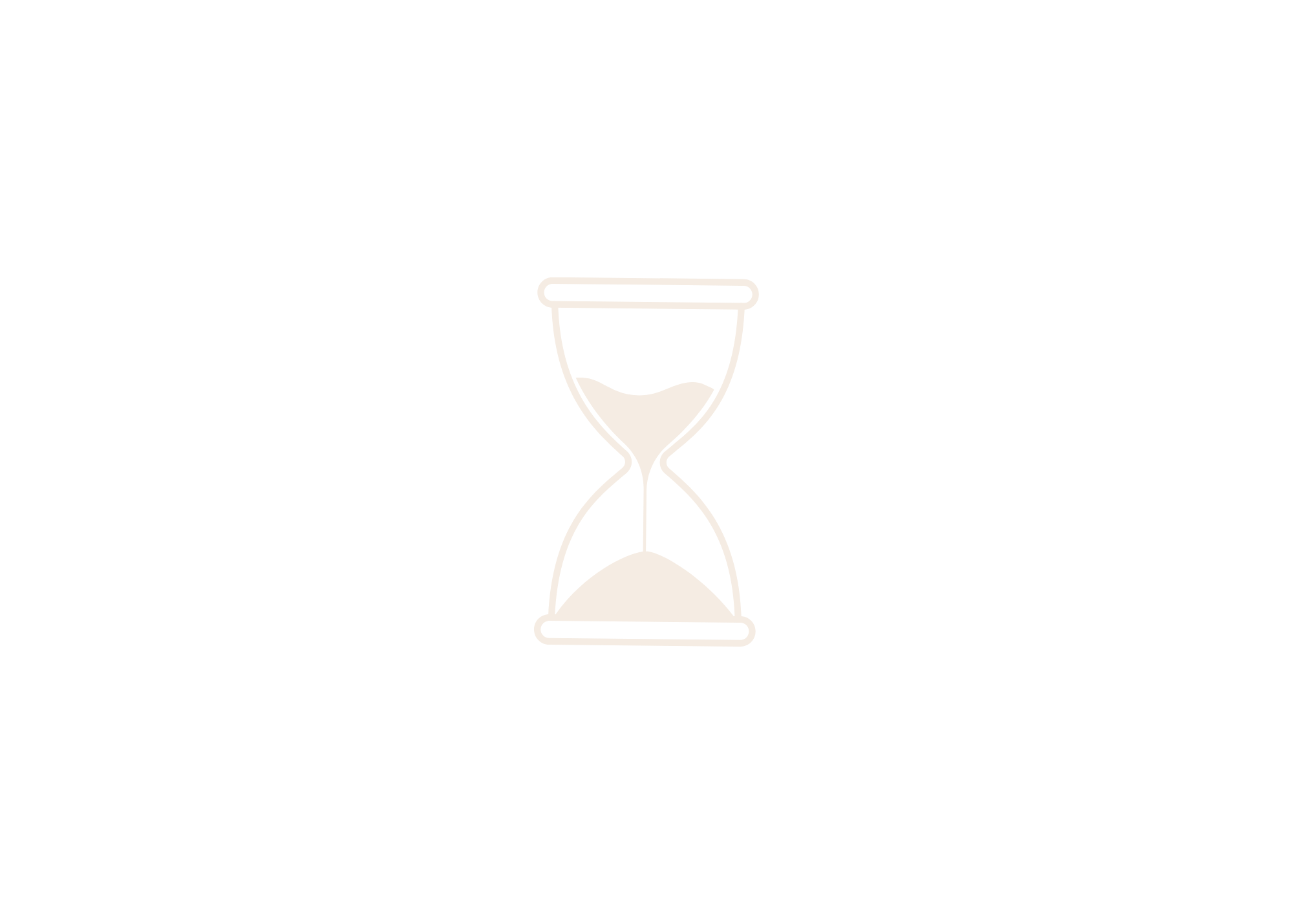 Outline drawing of an hourglass with sand inside.