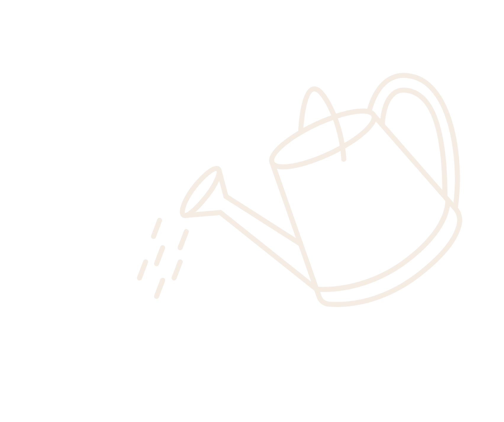 A simple line drawing of a watering can pouring water.