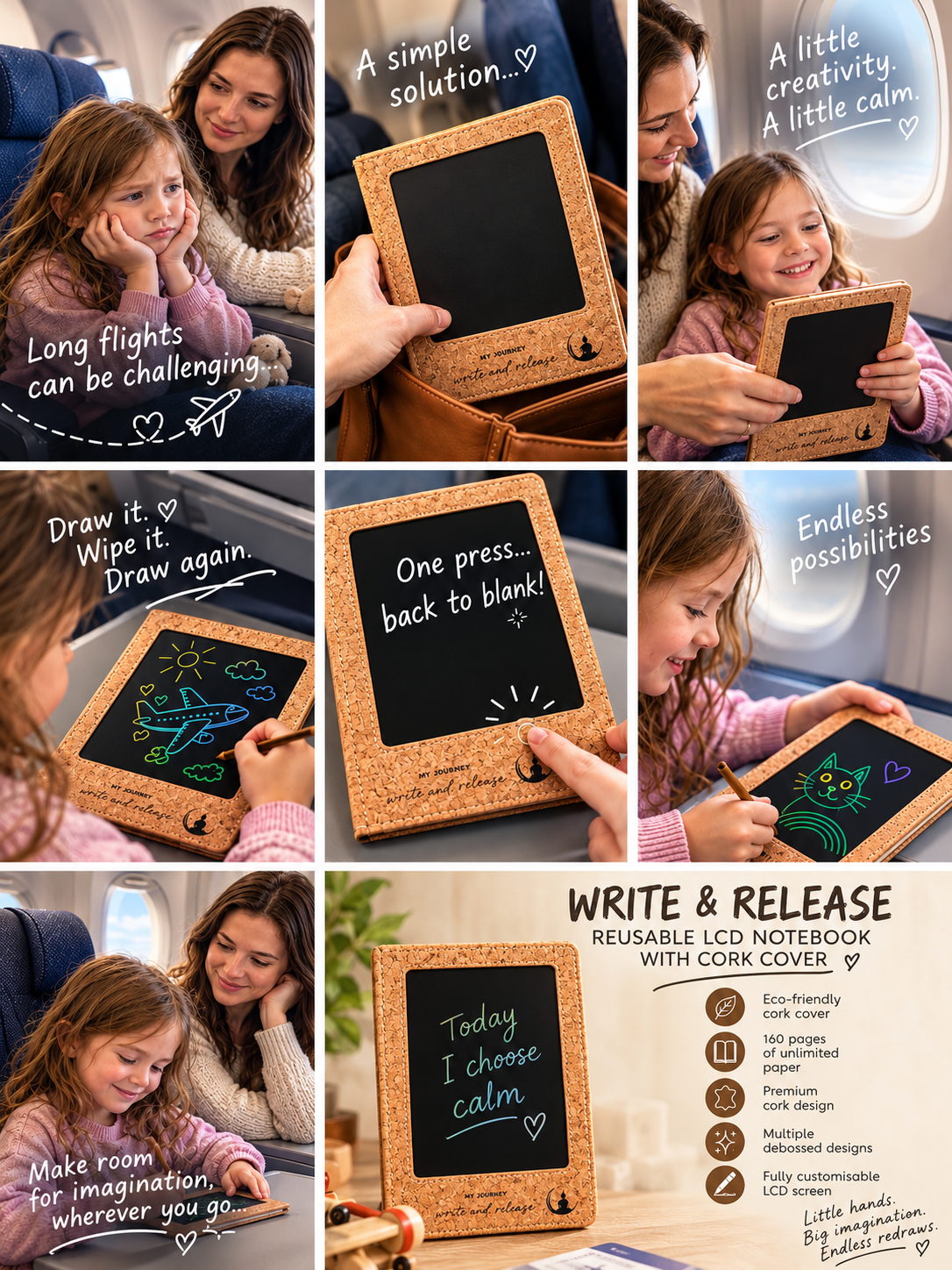 Write and release notebook photo collage showing everyday uses
