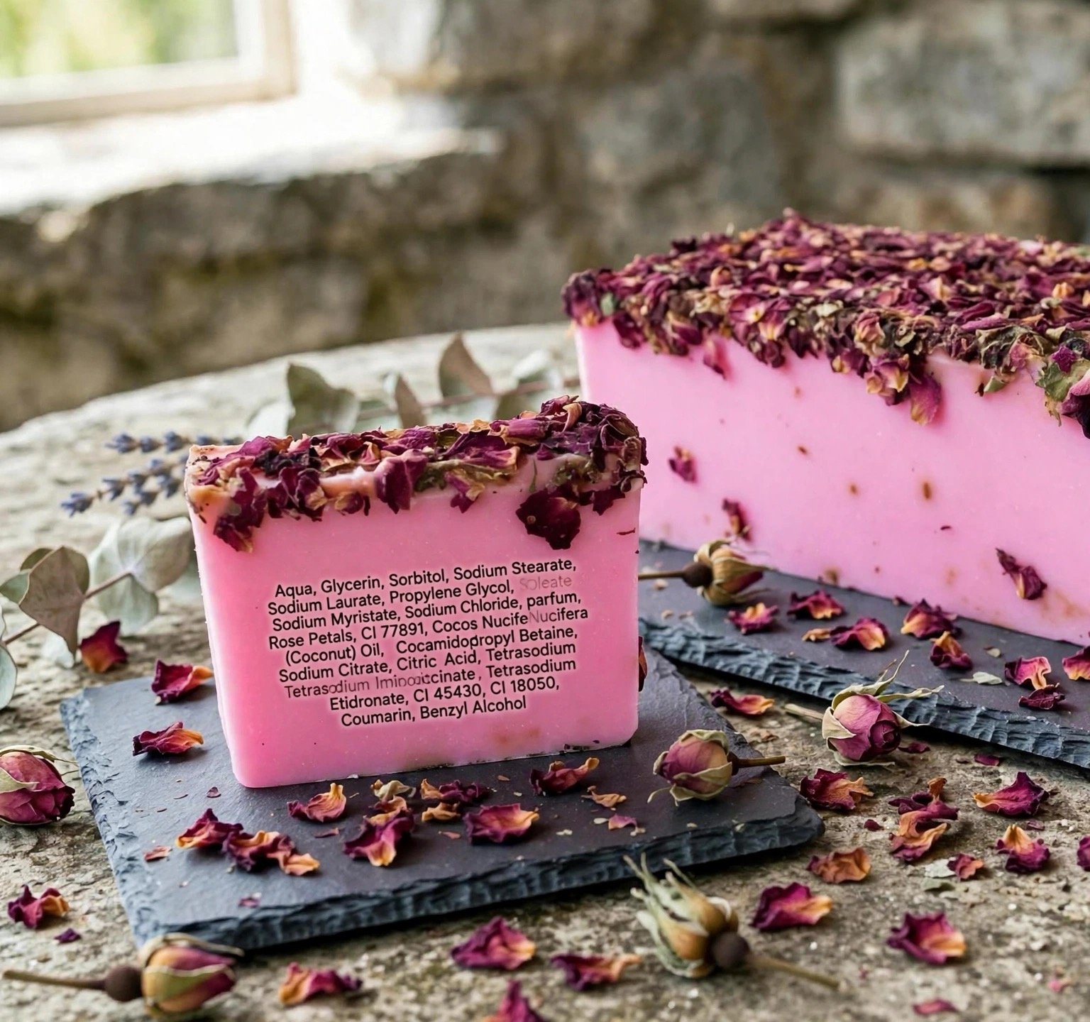 Rose Petal sliced soap loaf