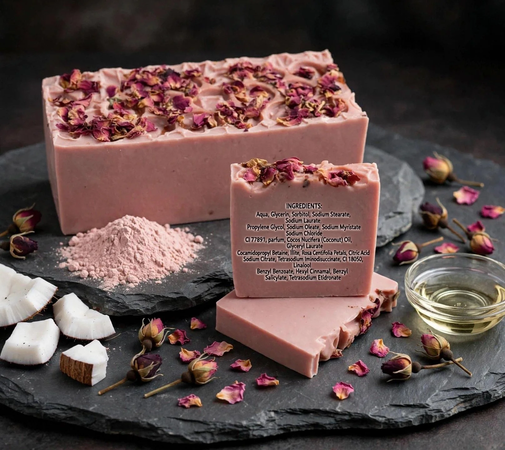 Rose & Vanilla sliced soap loaf