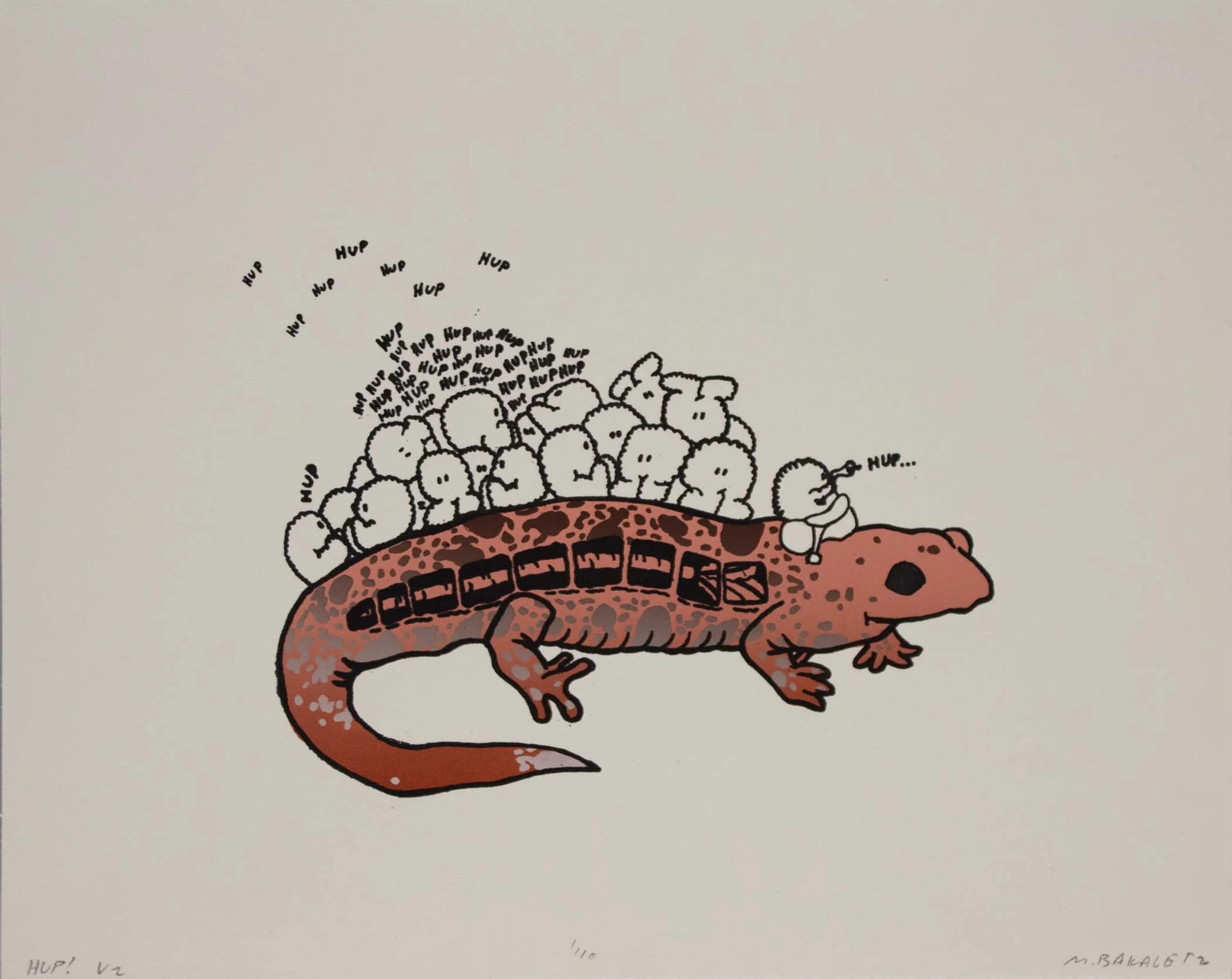 HUP! v2, ed. 10, 8x10 inches, 2 layer screenprint, 2026