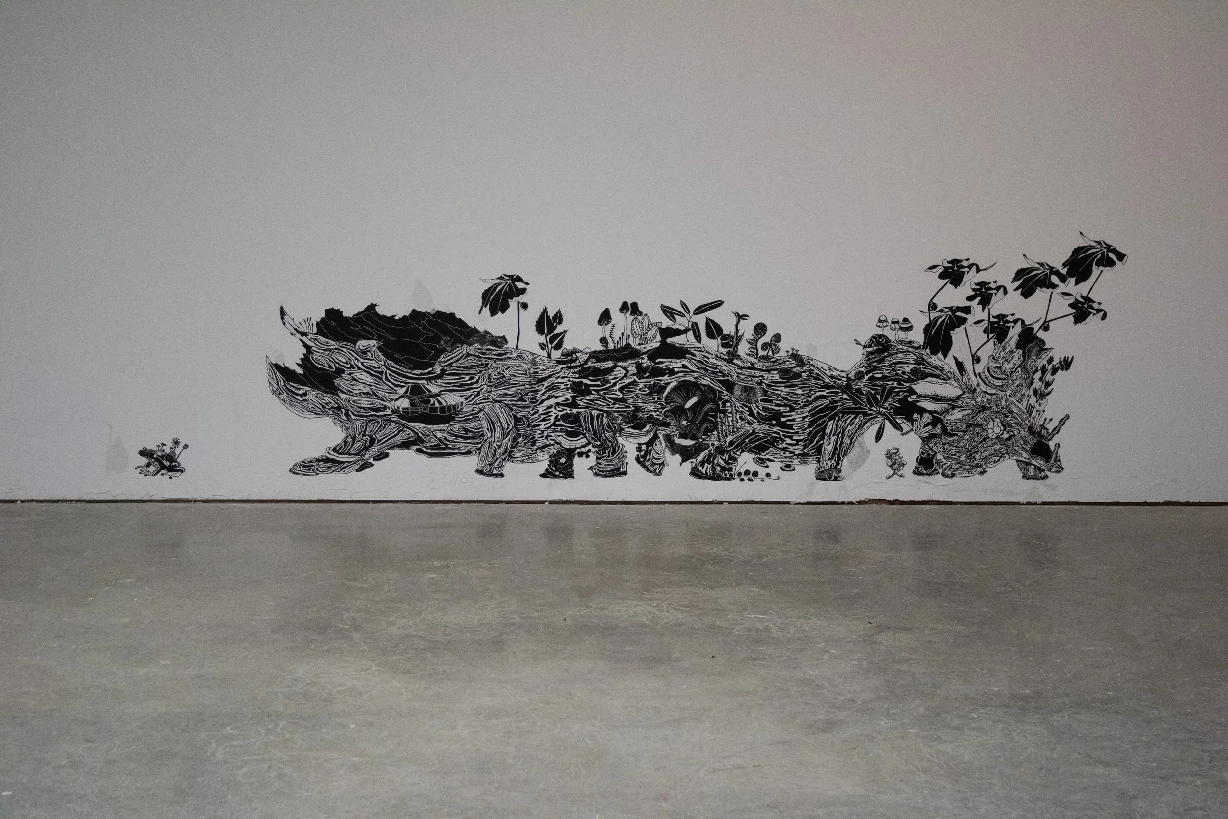 Good Lord Willin' log, 24x104 inches, relief on butcher paper, 2025