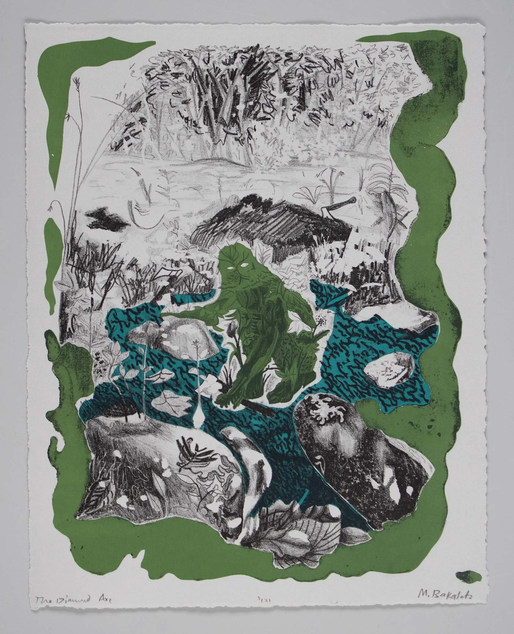 The Diamond Axe, ed. 22, 11x14 inches, screenprint and stone lithography, 2026
