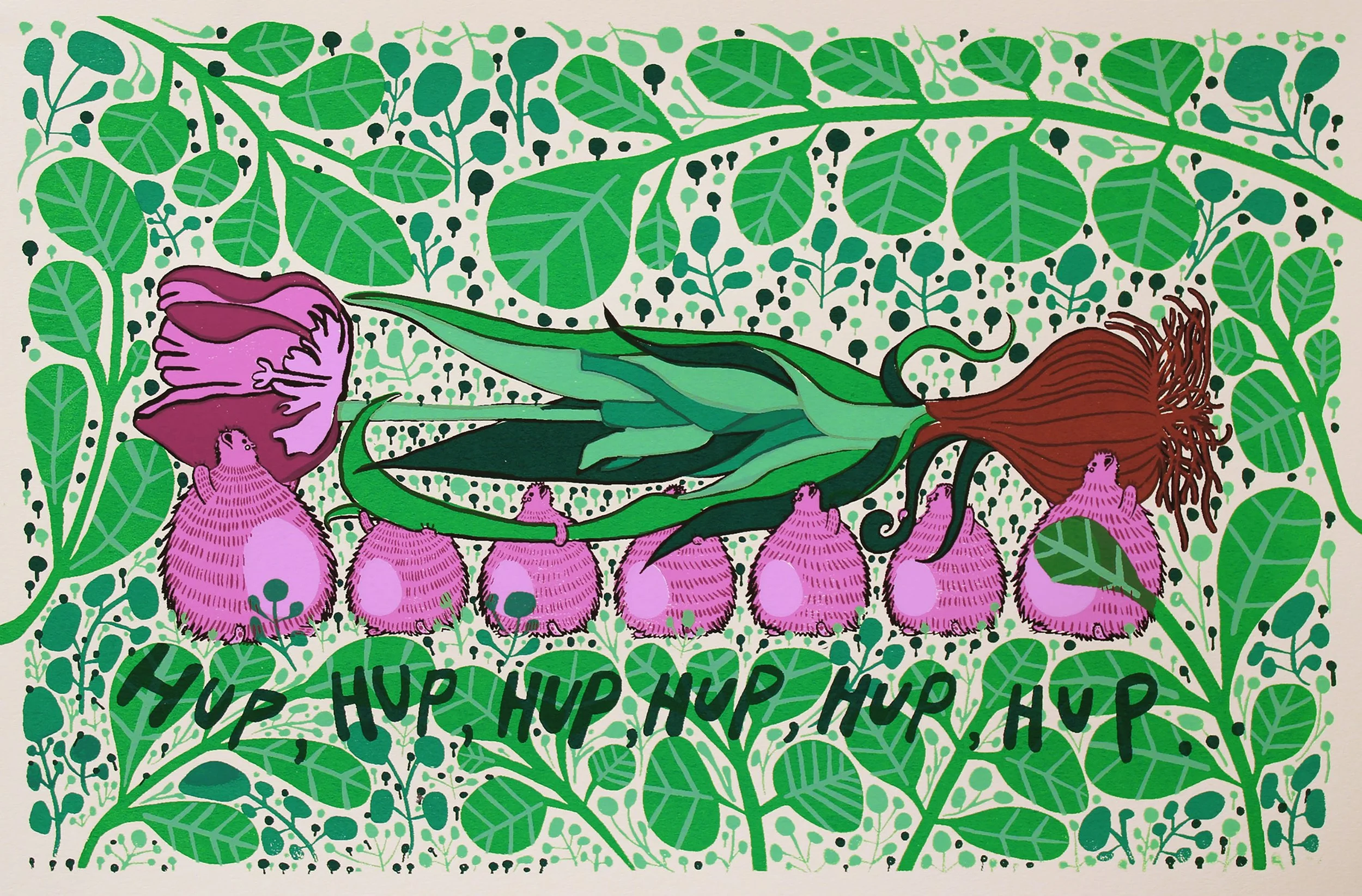 Hup hup, ed. 18, 11x17 inches, 7 layer screenprint, 2024