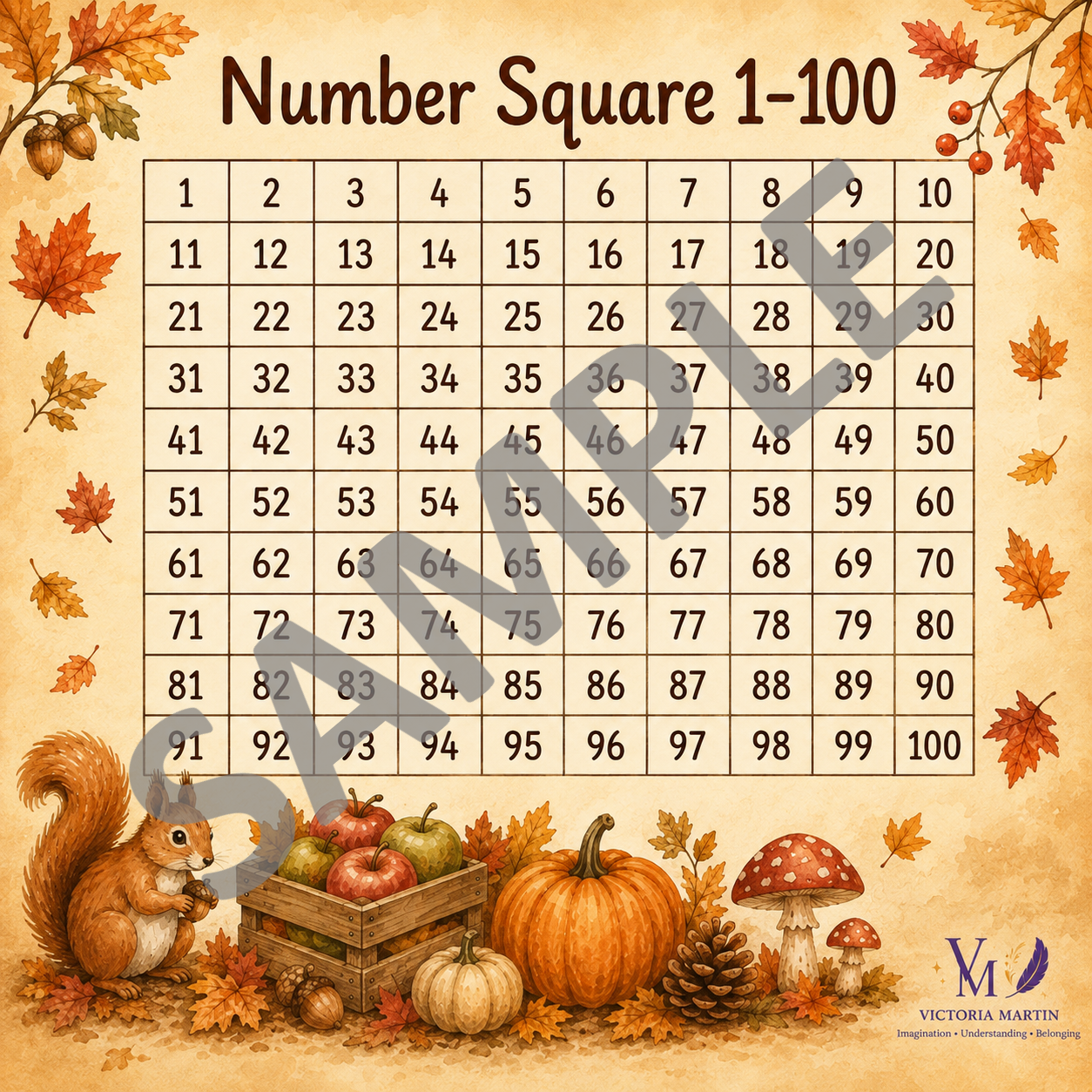1 to 100 Number Square sample.png
