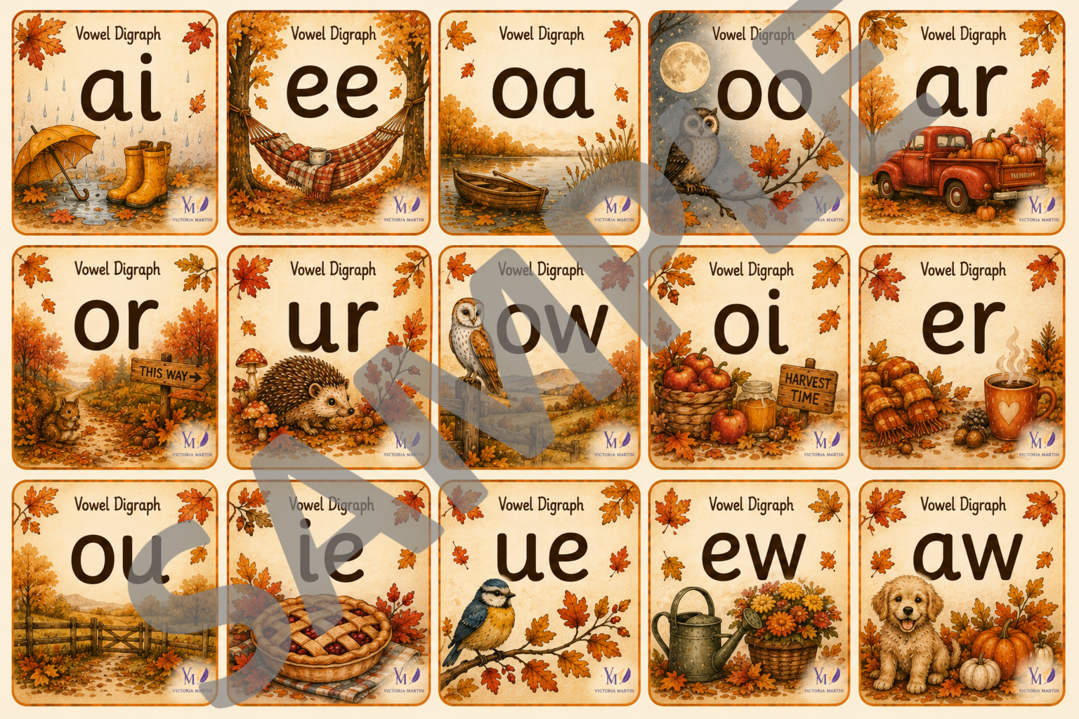 Vowel Diagraph Cards sample.png