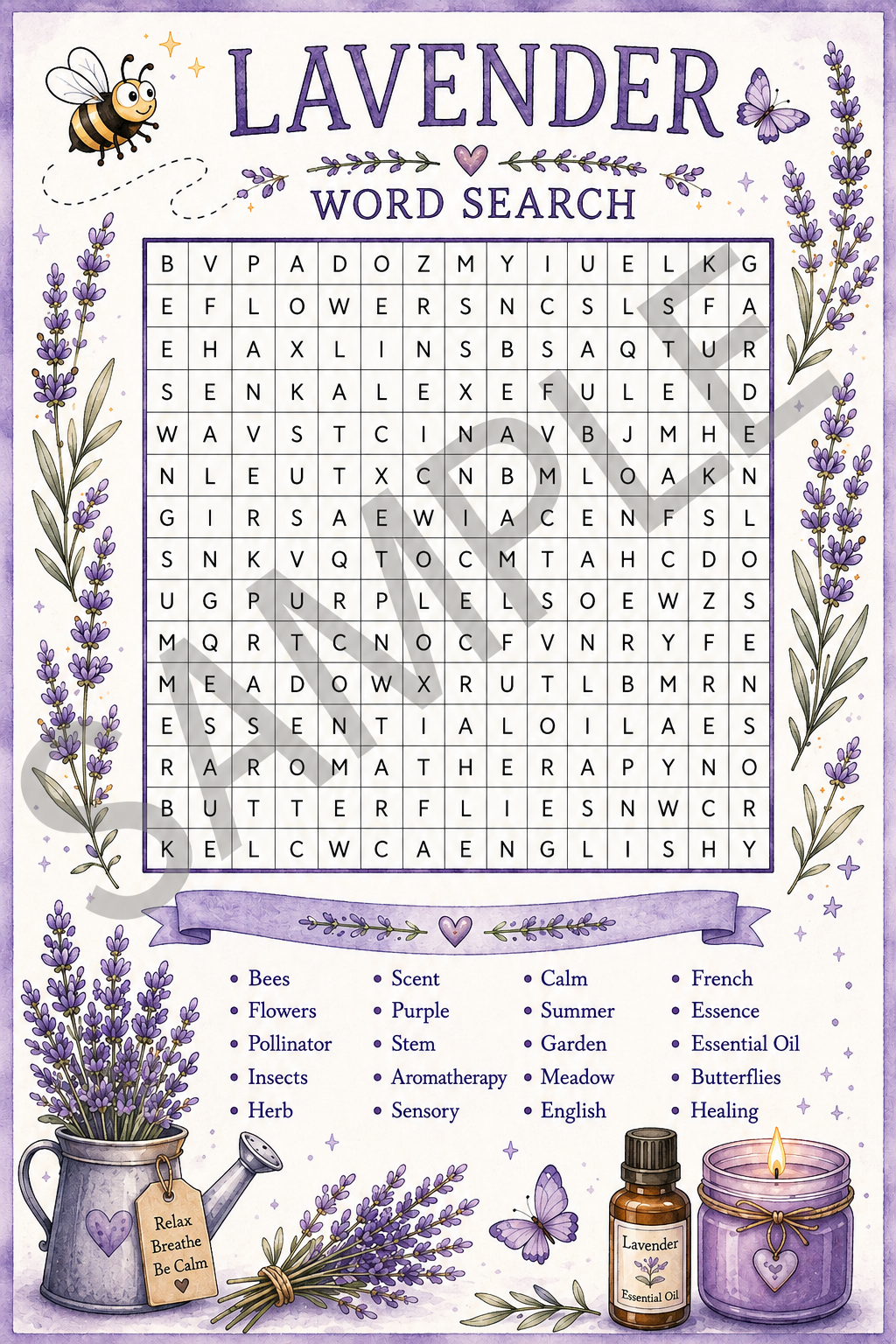 Lavender Wordsearch