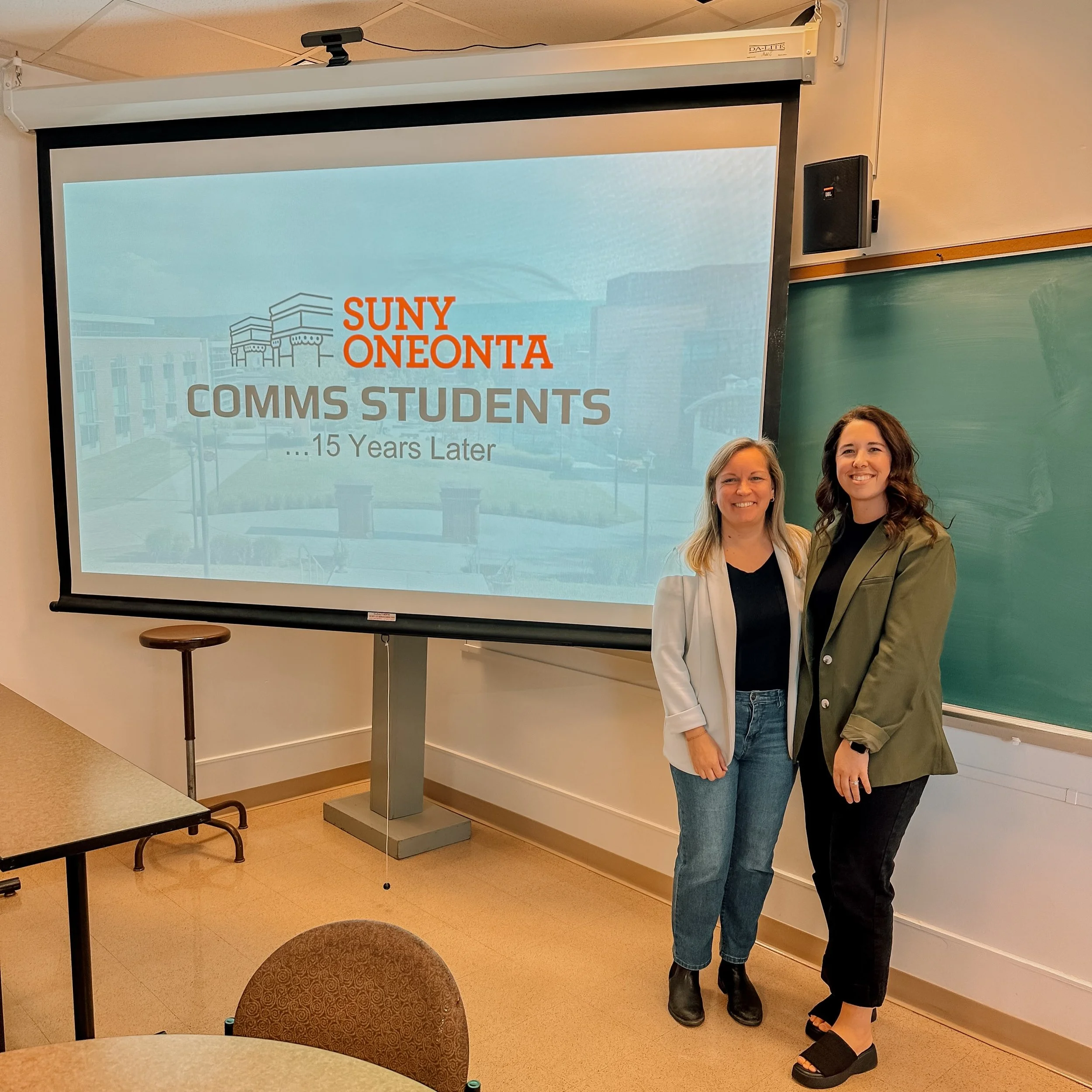 A full circle moment, 15 years in the making. ❤️

This week, I returned to @sunyoneonta, where I graduated 15 years ago, but this time, as a guest speaker!

I joined my college best friend and fellow communications major, Sam, to share our career jou