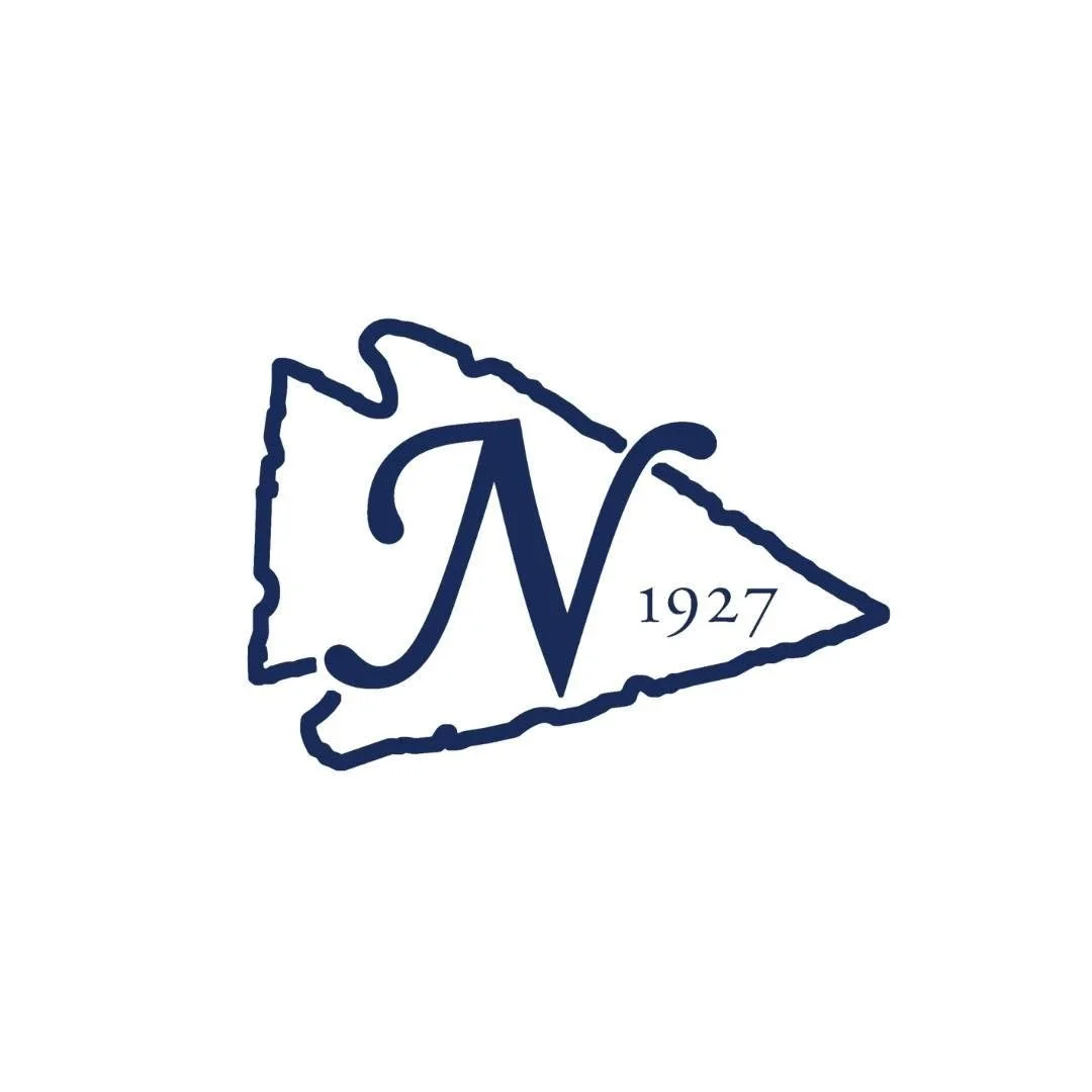 Logo with a navy blue outline of a triangular shape resembling the state of Maine, a large stylized letter 'N' and a small '1927' inside.
