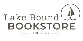 Logo for Lake Bound Bookstore with a sailboat icon, established in 2025