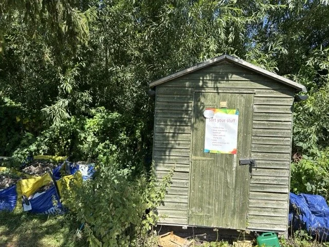 Shed by the composting and bonfire area on the allotments