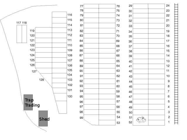 Trap grounds map of the alllotments and the location of the numbered plots