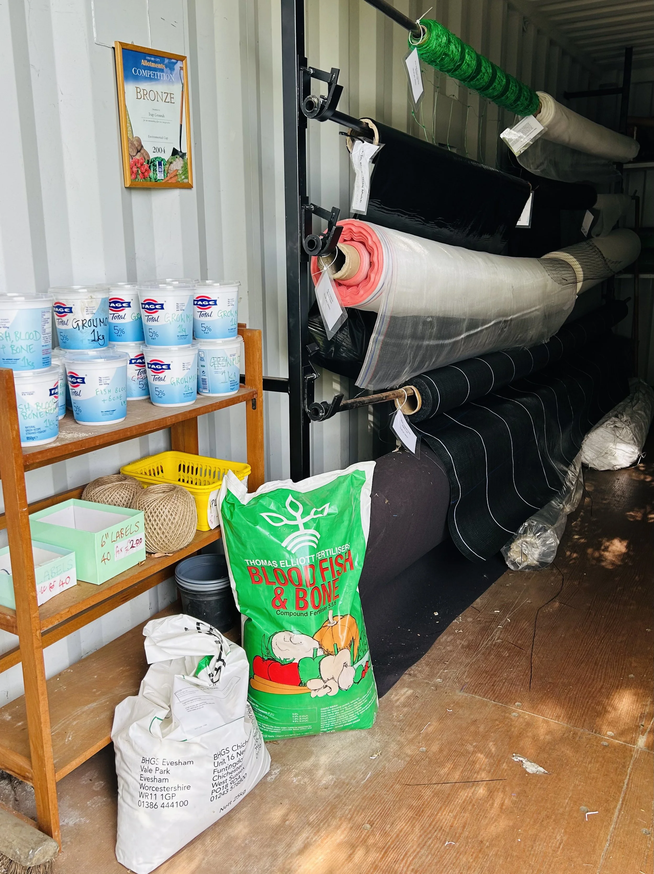Weed control protection sold in the allotment shop for plot holders
