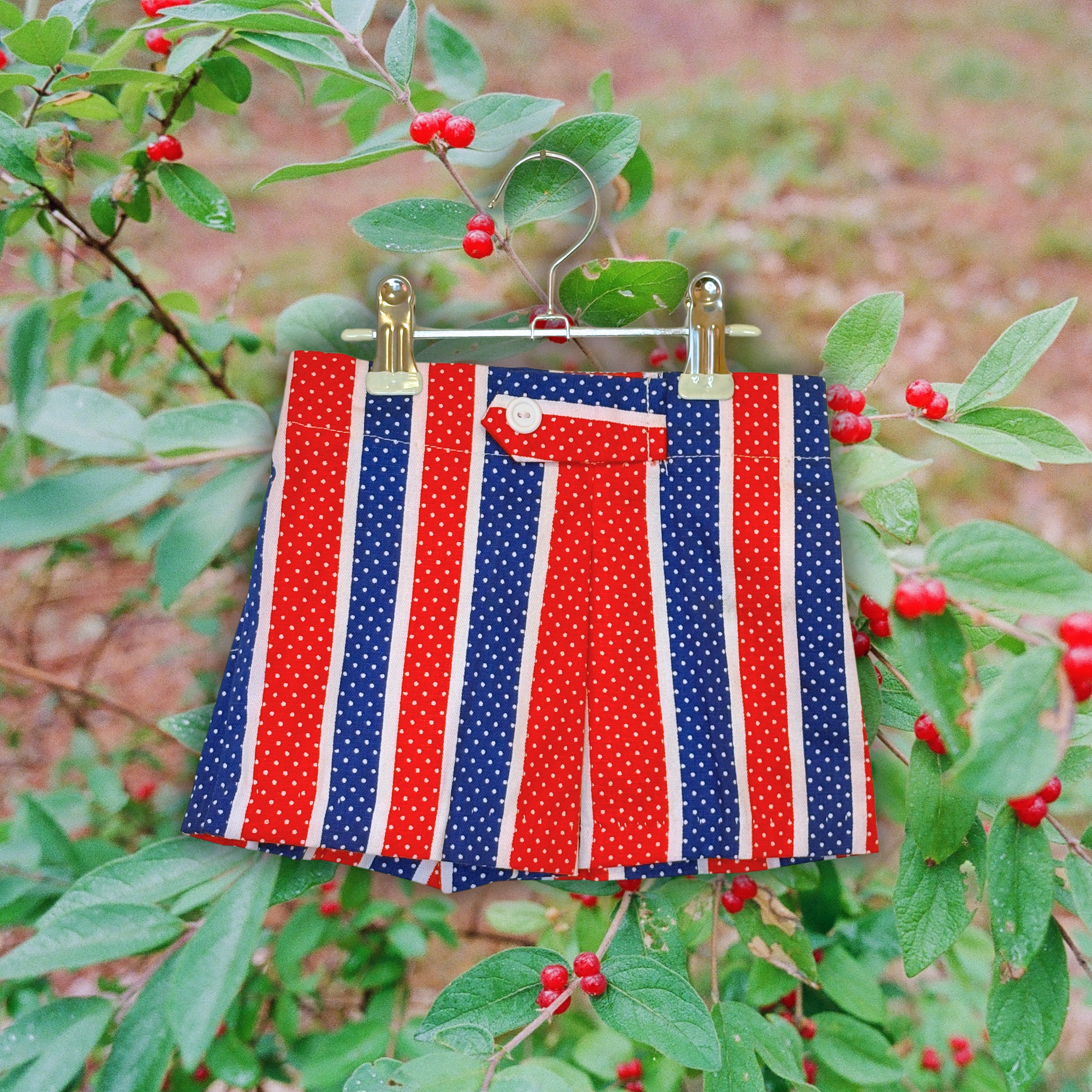 Red, white,  & blue stripe/polka dot shorts