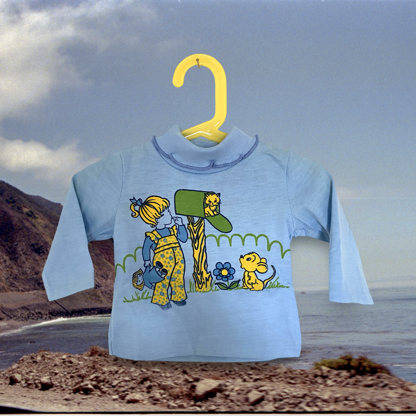 Mailbox Girl & Kitten Graphic T-shirt