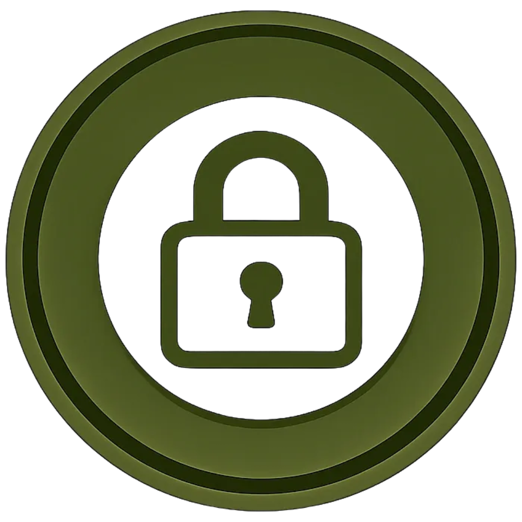 An icon of a padlock inside a circle, representing security or lock.
