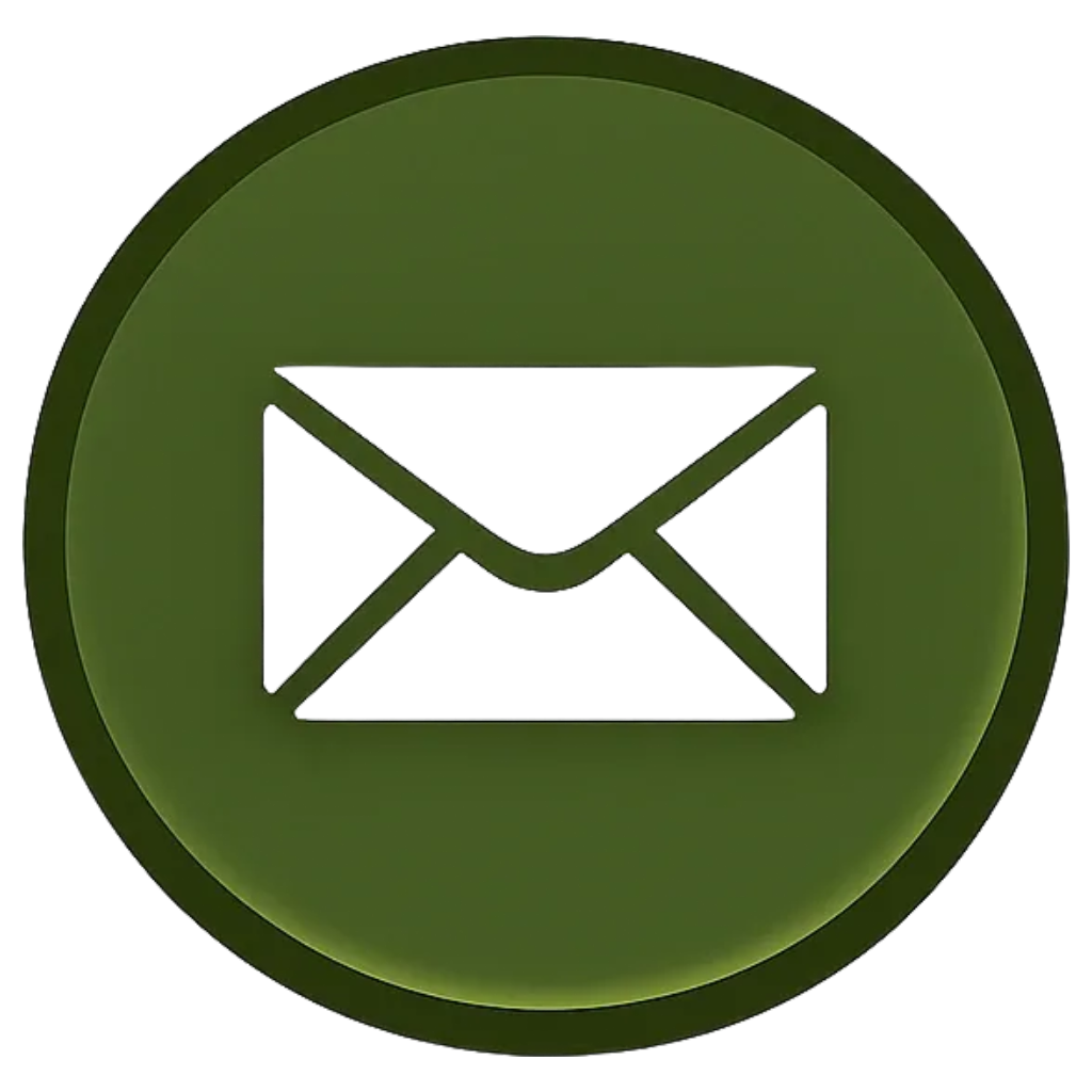 Green circular icon with a white envelope symbol in the center, representing an email or messaging app.