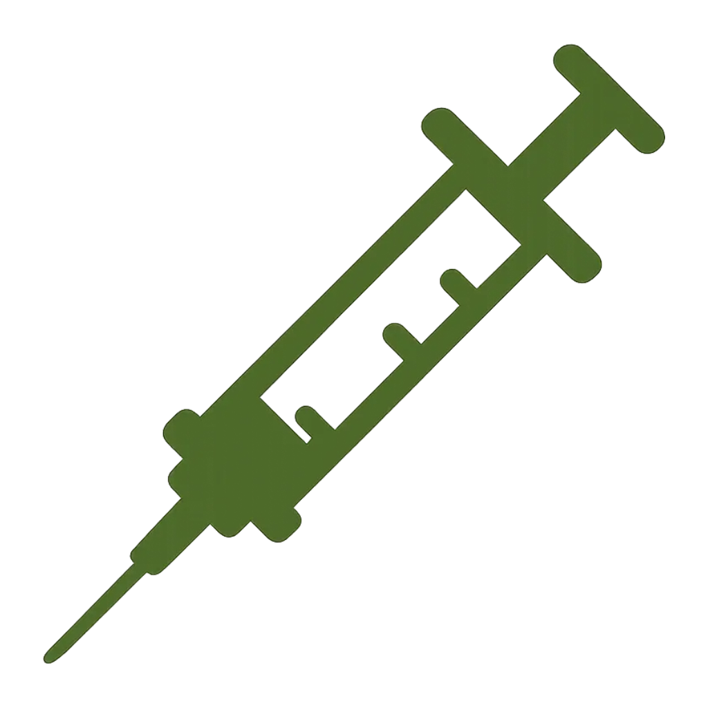 Green insulin syringe isolated on black background.