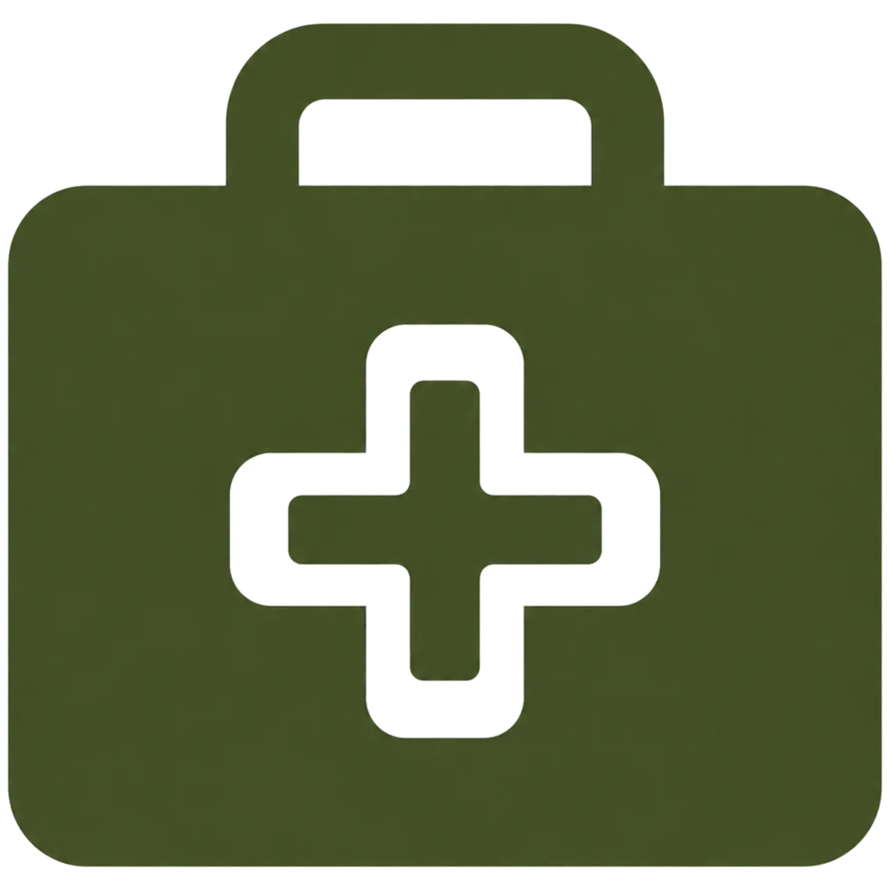 Illustration of a medical kit with a cross symbol in the center.