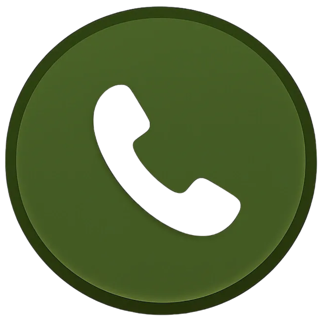Green circular icon with a purple phone receiver symbol in the center, representing a call or phone function.