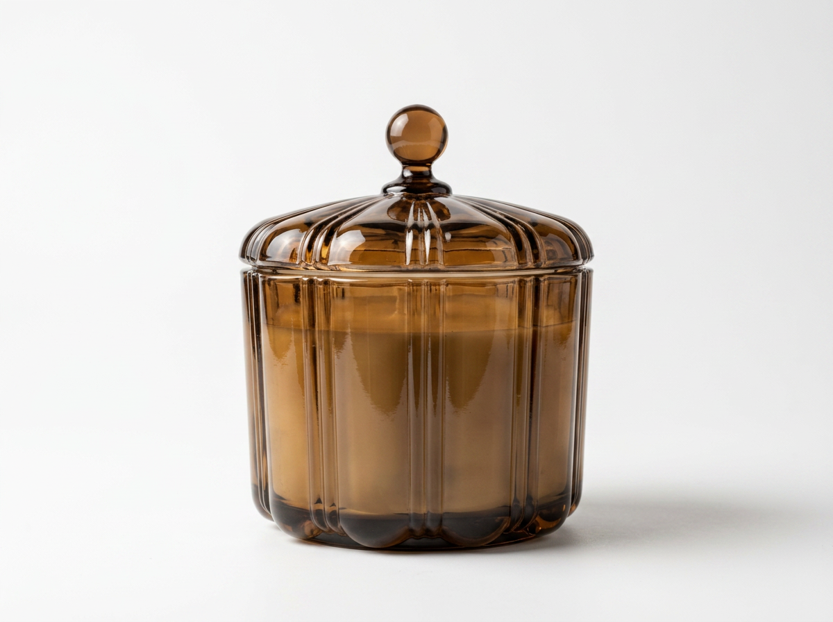 Amber Glass Candle Holder