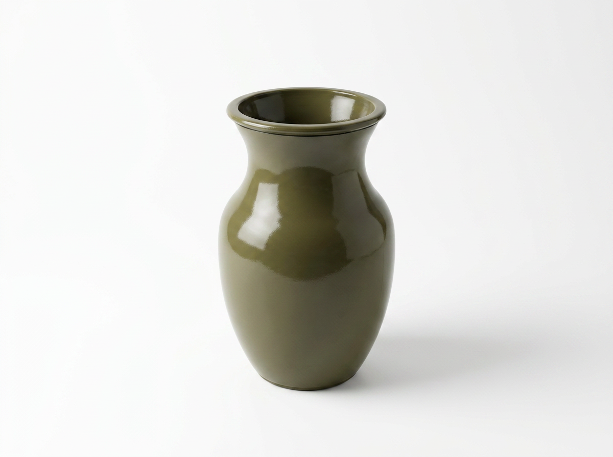 Green Olive Glass Vase