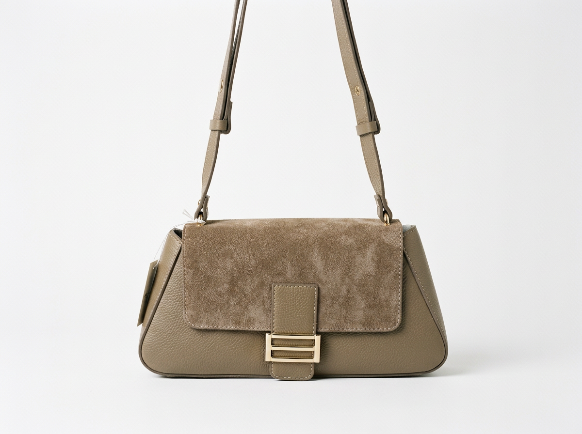 Sophisticated Leather and Suede Shoulder Bag  (Pre Owned)