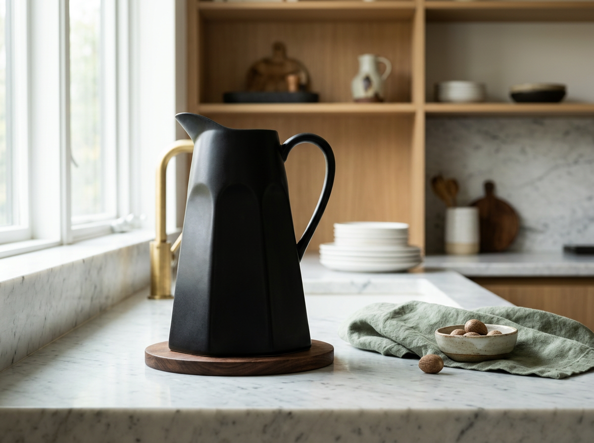 Black Ceramic Pitcher
