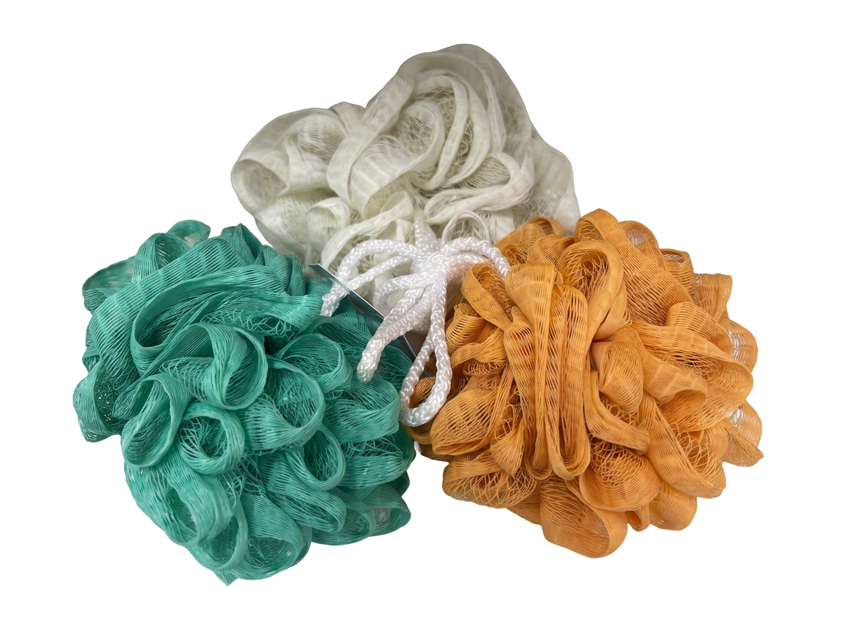 Colorful Mesh Bath Pouf Set