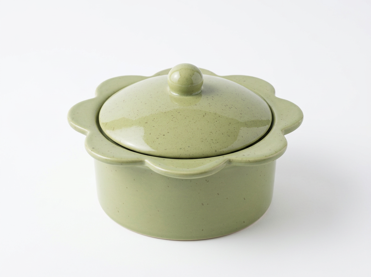 Green Flower Baking Vessel