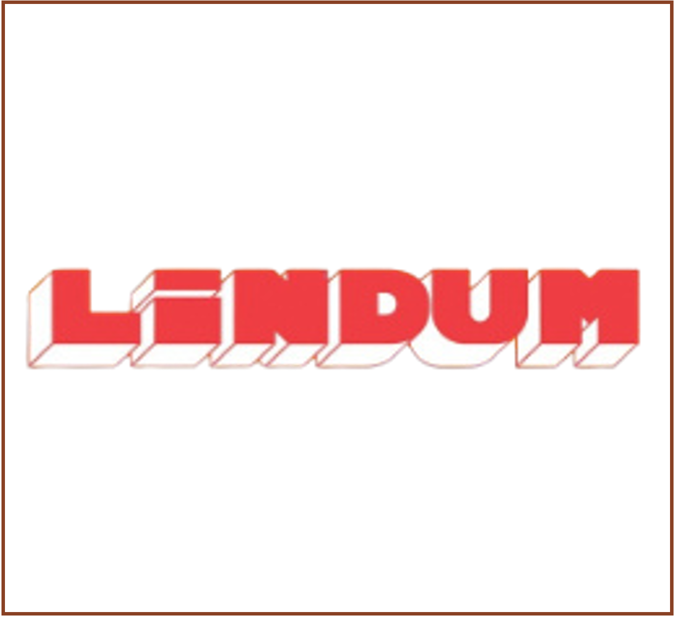 A logo with the text 'LINDUM' in red, white, and shadows, placed on a gray background.