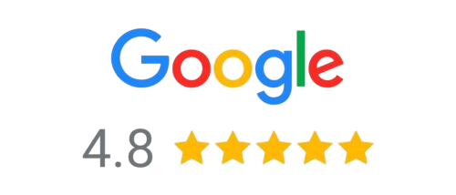 Google logo with a 4.8-star rating and five gold stars underneath.